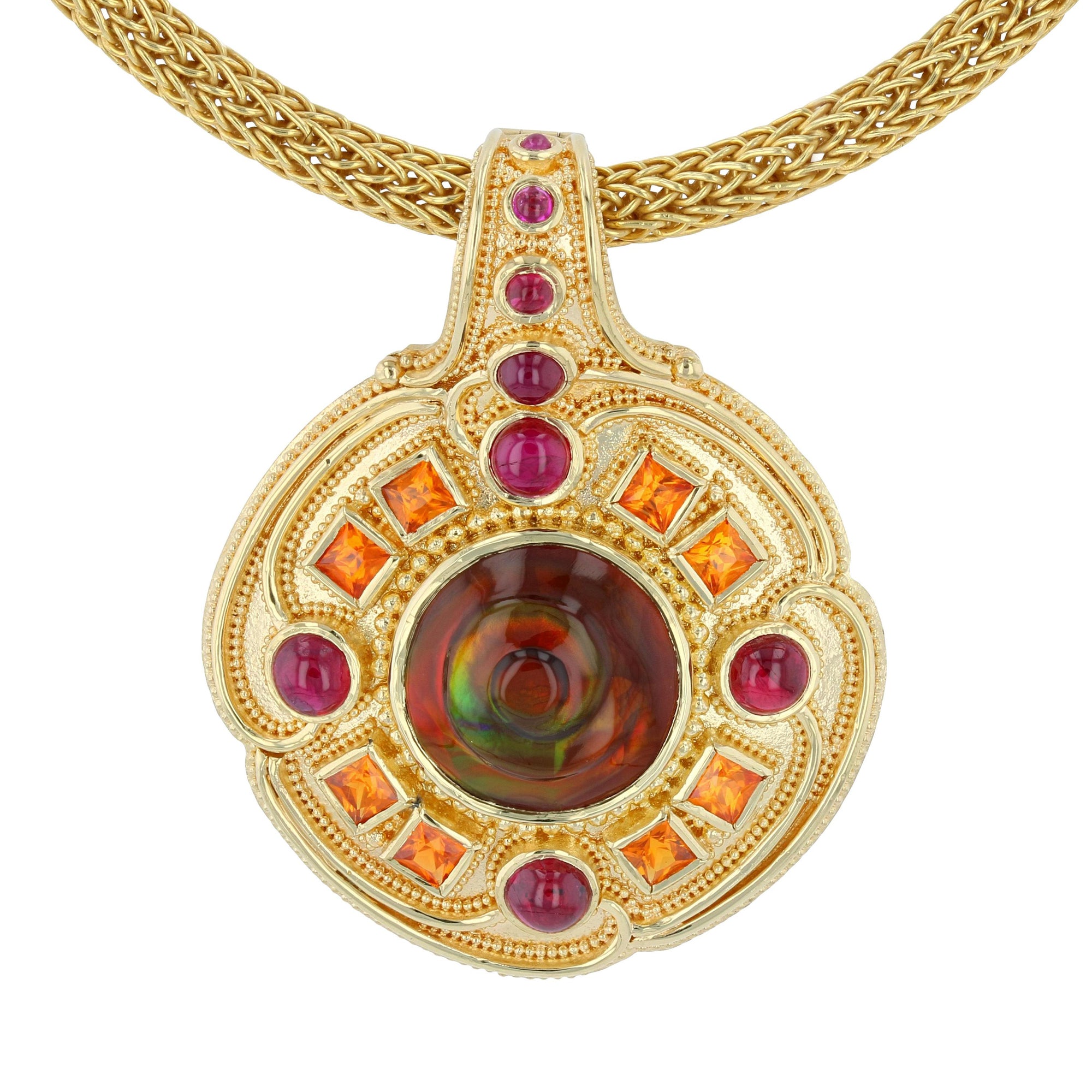 Fire Spiral Necklace Enhancer with Agate, Ruby and Garnet
