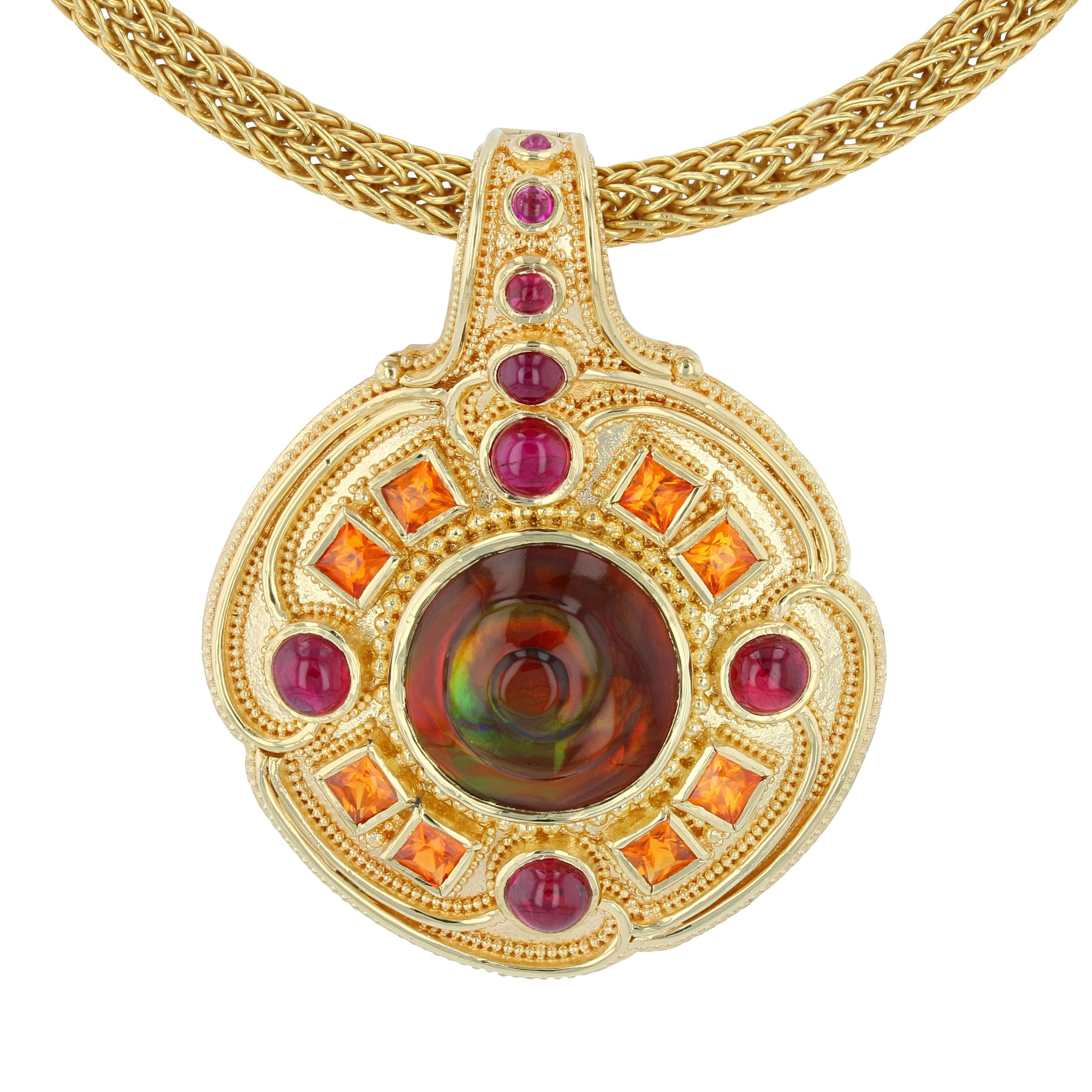 Fire Spiral Necklace Enhancer with Agate, Ruby and Garnet