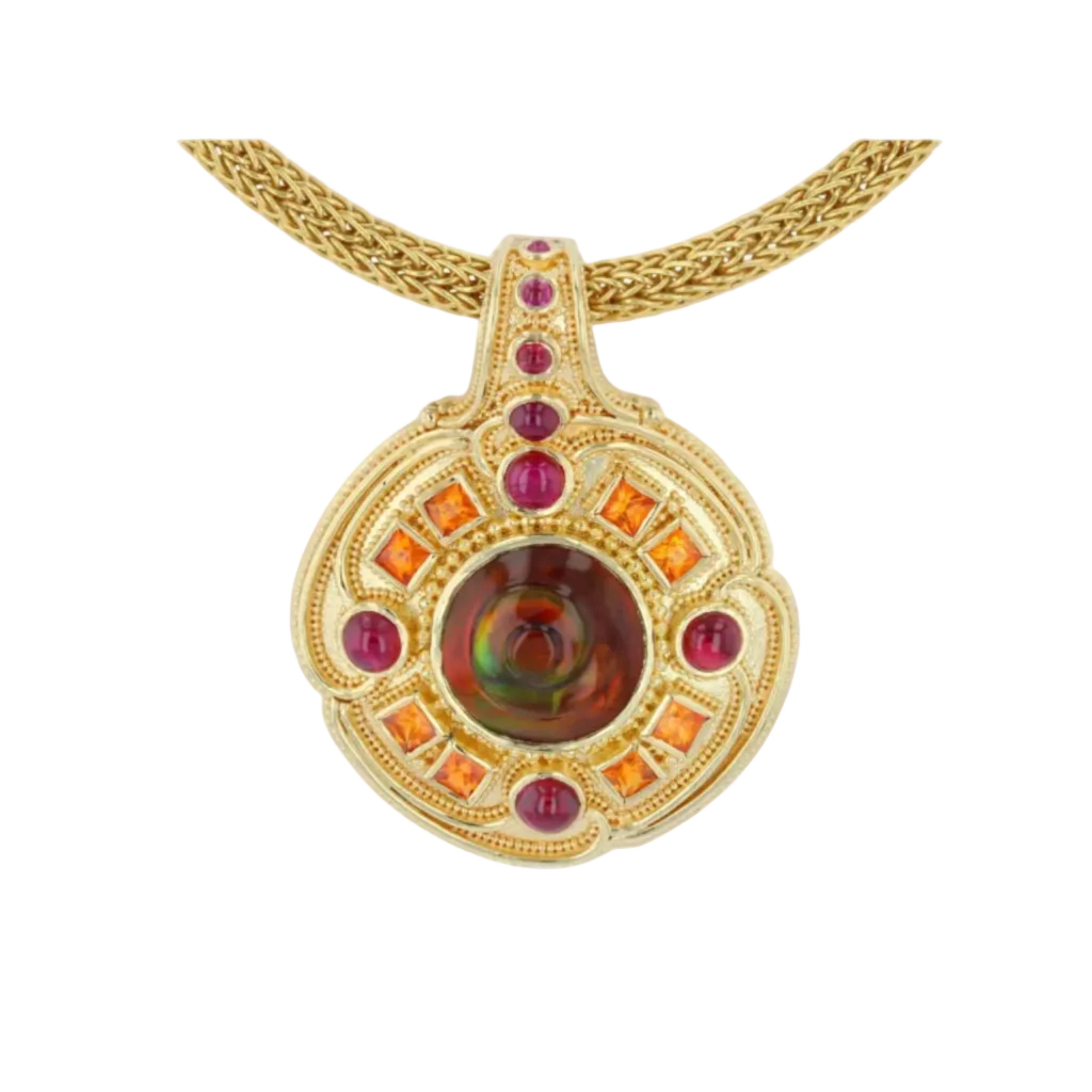 Fire Spiral Necklace Enhancer with Agate, Ruby and Garnet
