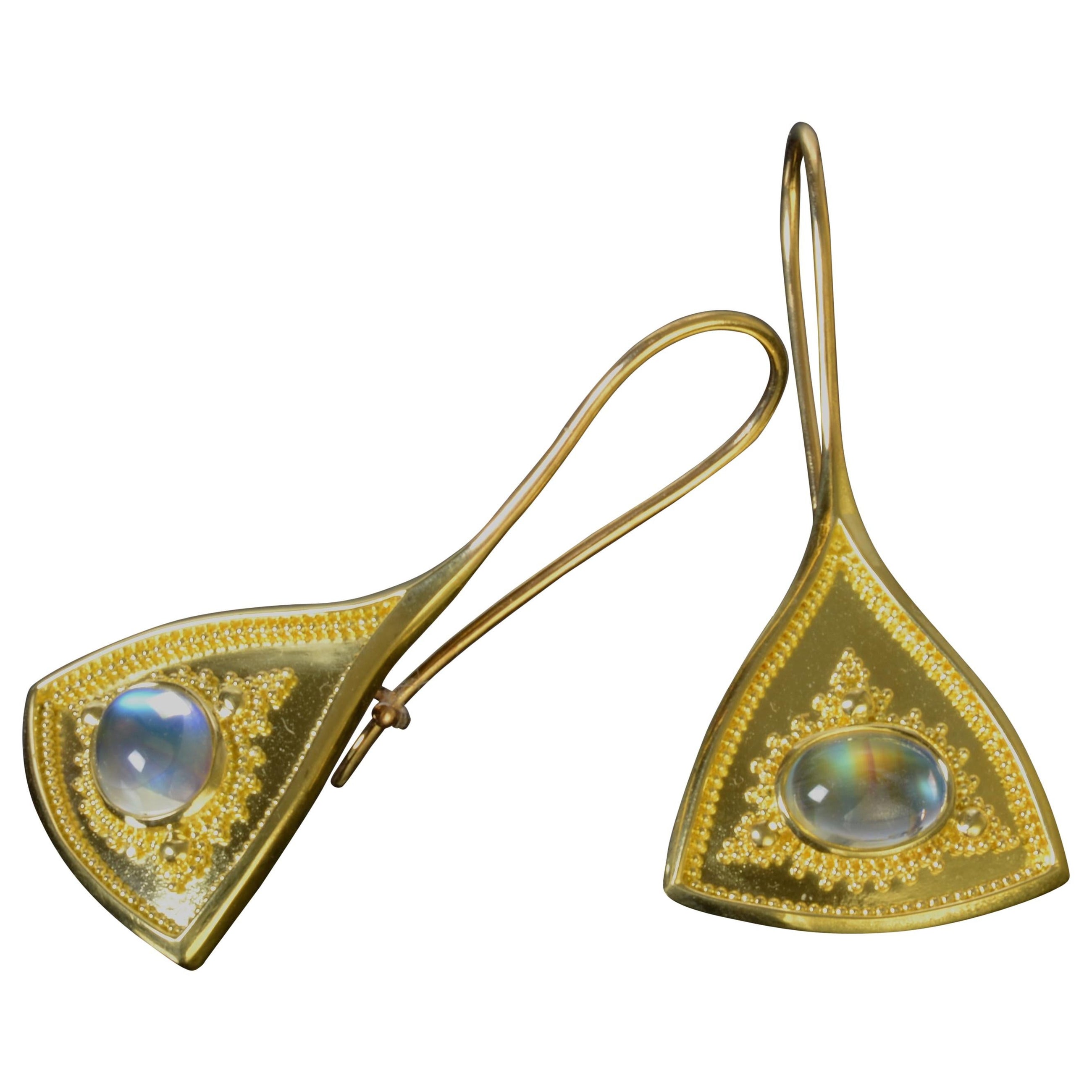 Moonstone Drop Earrings with Gold