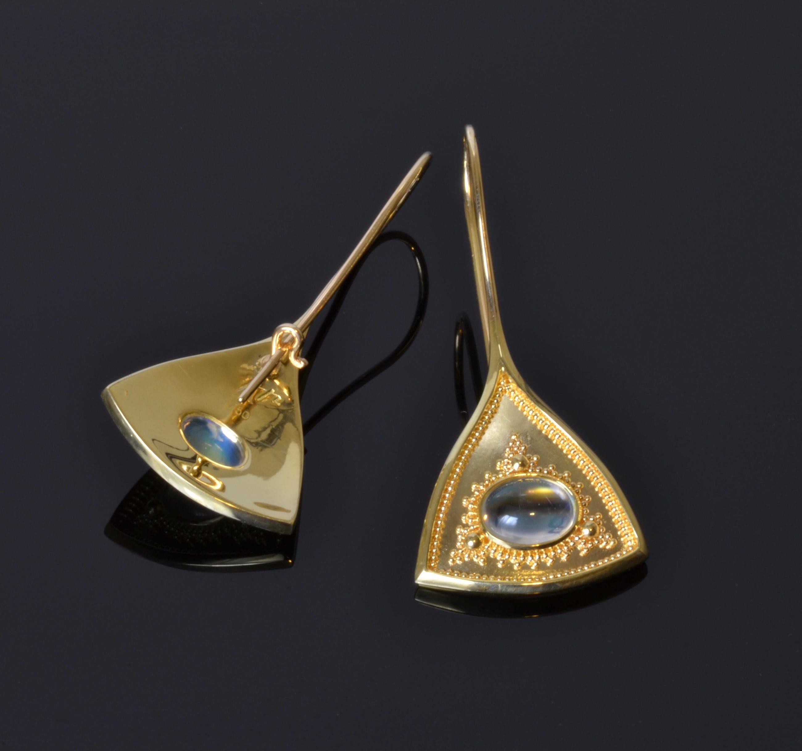 Moonstone Drop Earrings with Gold