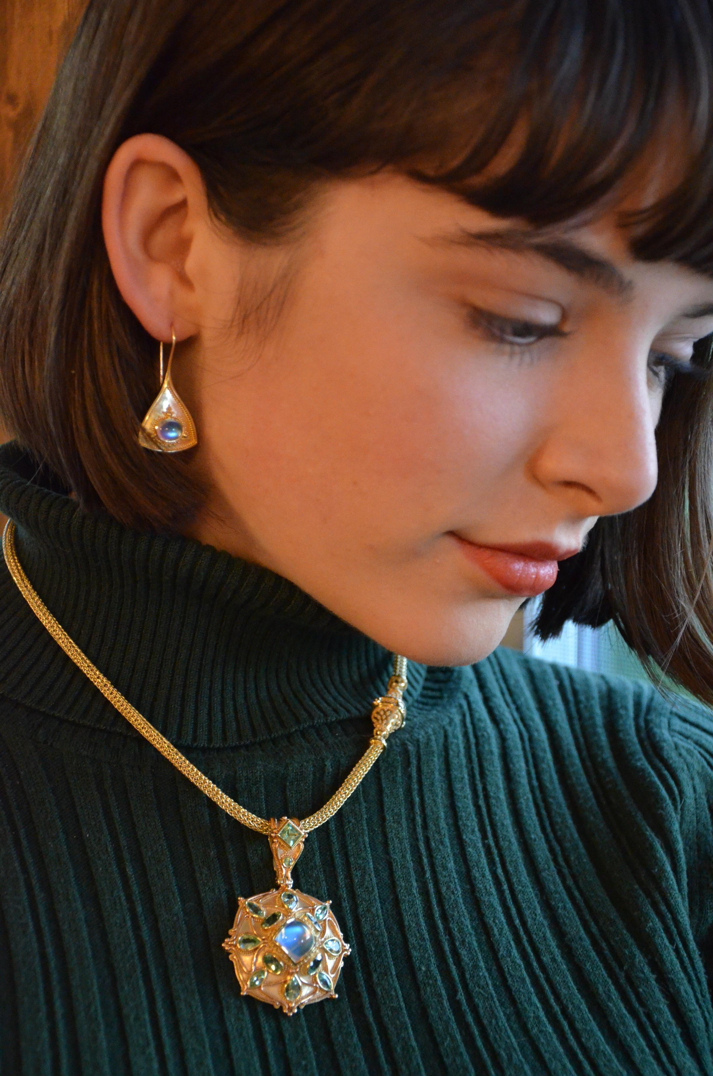 Moonstone Drop Earrings with Gold