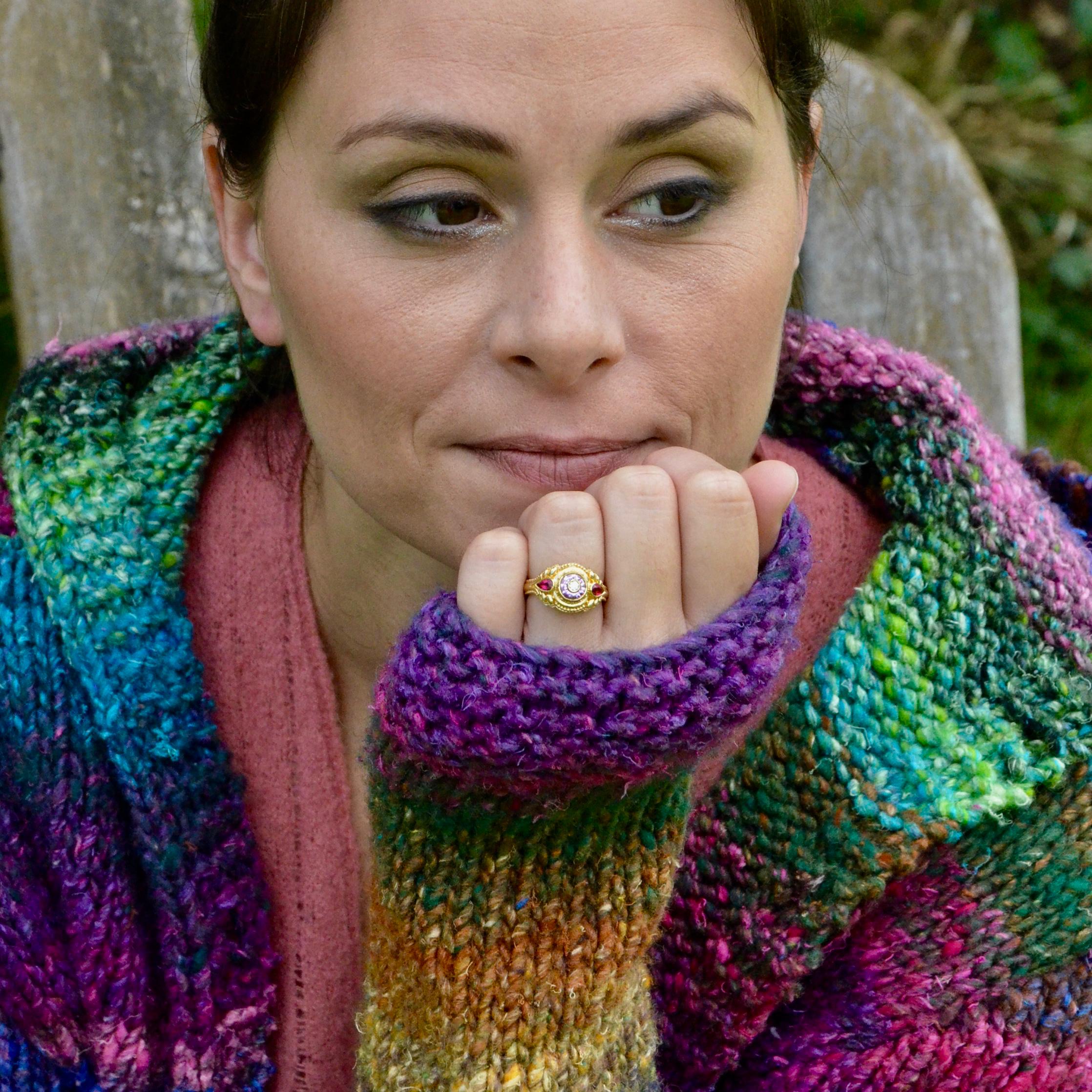 Bespoke Pink Sapphire, Ruby and Diamond Cocktail Ring