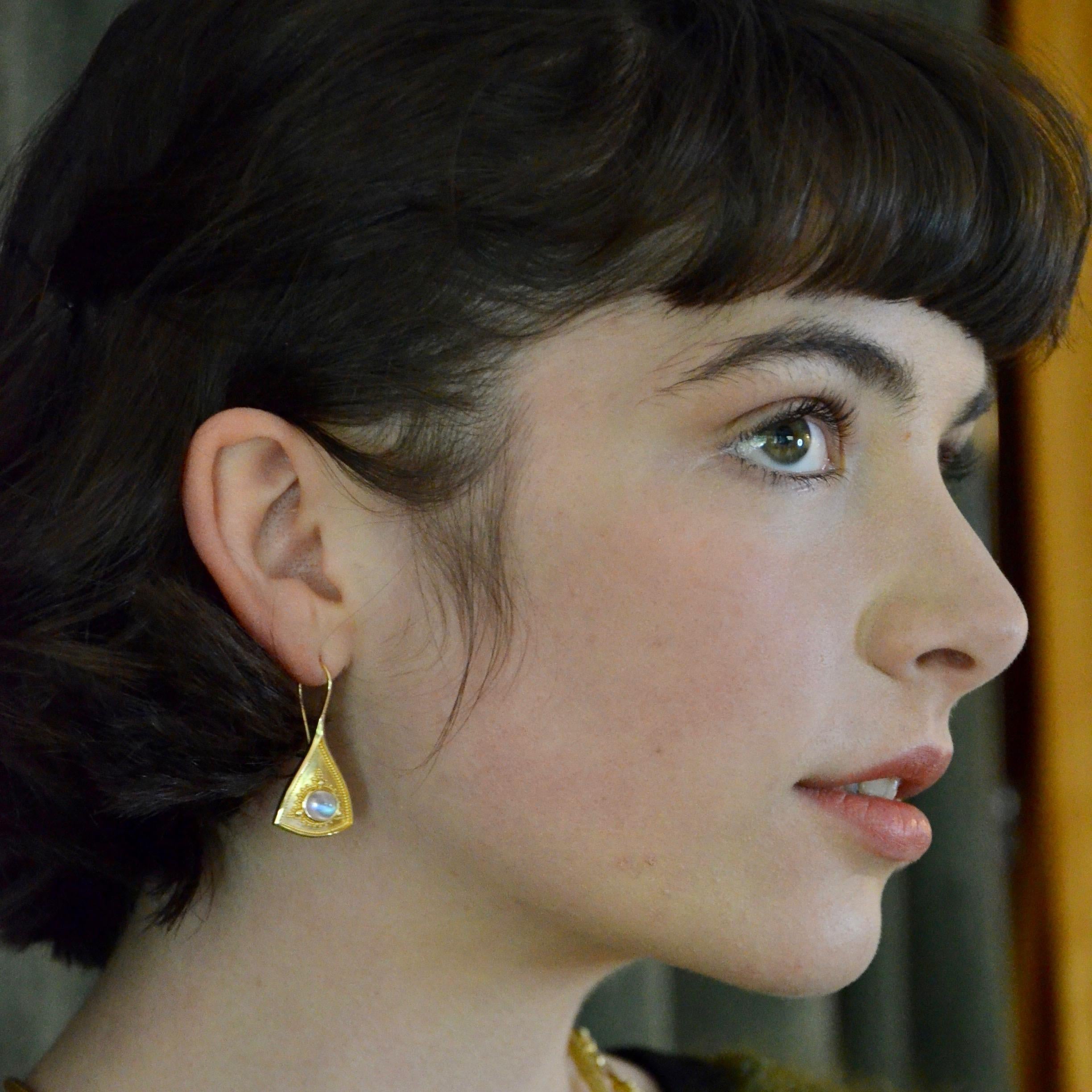 Moonstone Drop Earrings with Gold