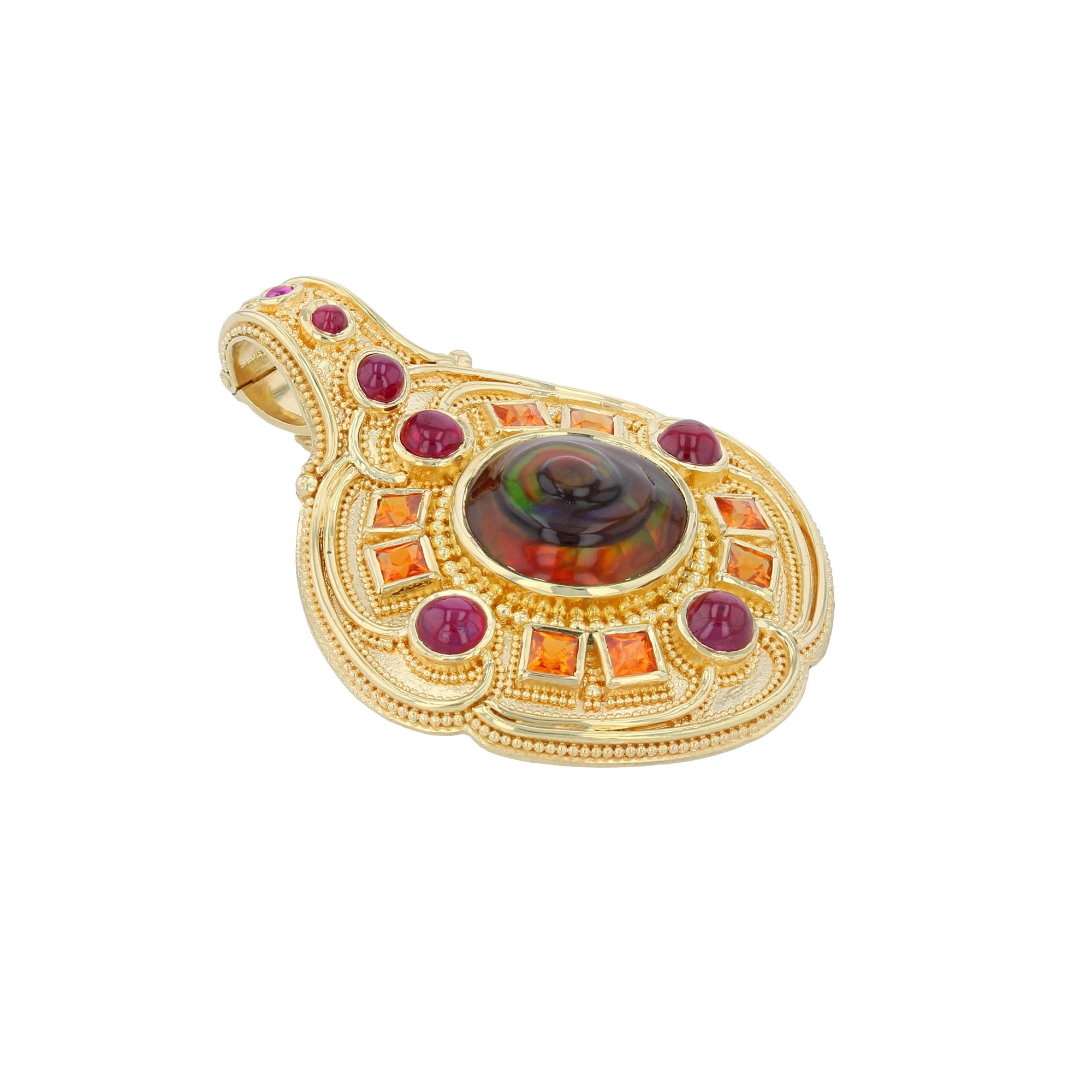 Fire Spiral Necklace Enhancer with Agate, Ruby and Garnet