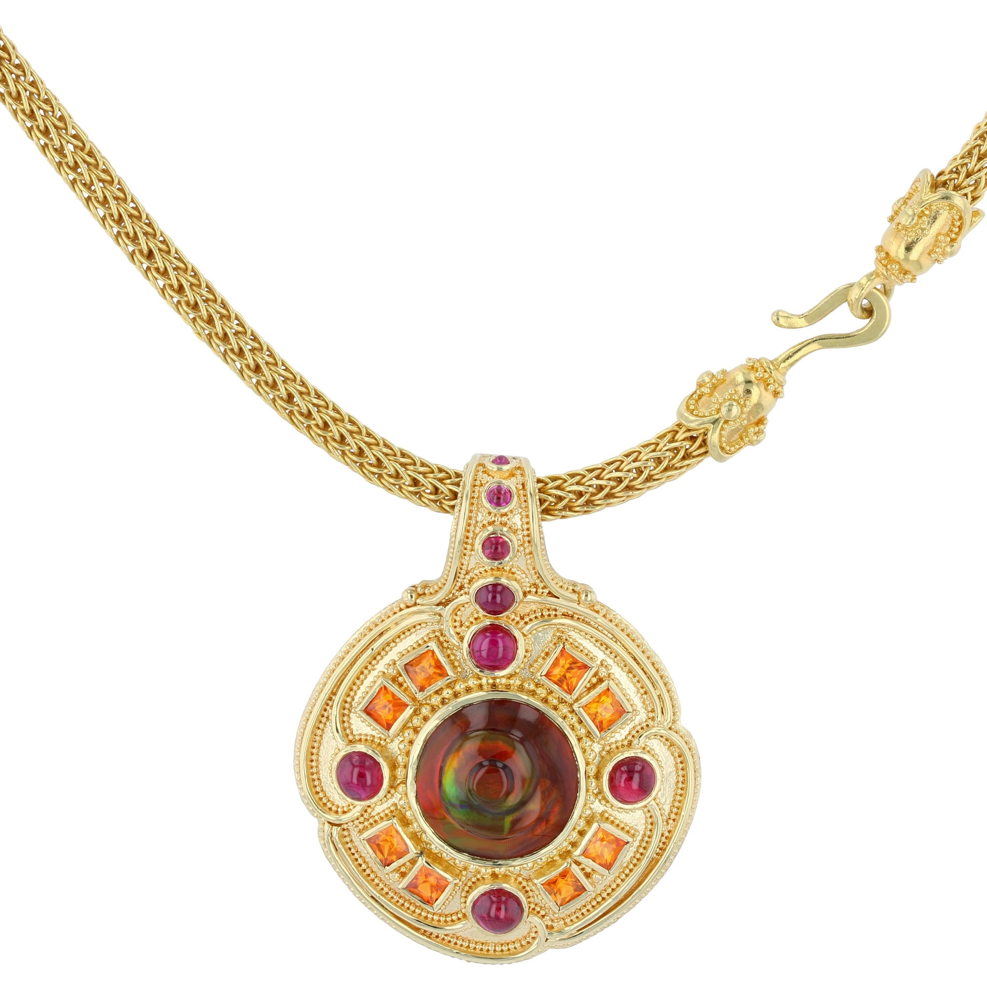 Fire Spiral Necklace Enhancer with Agate, Ruby and Garnet