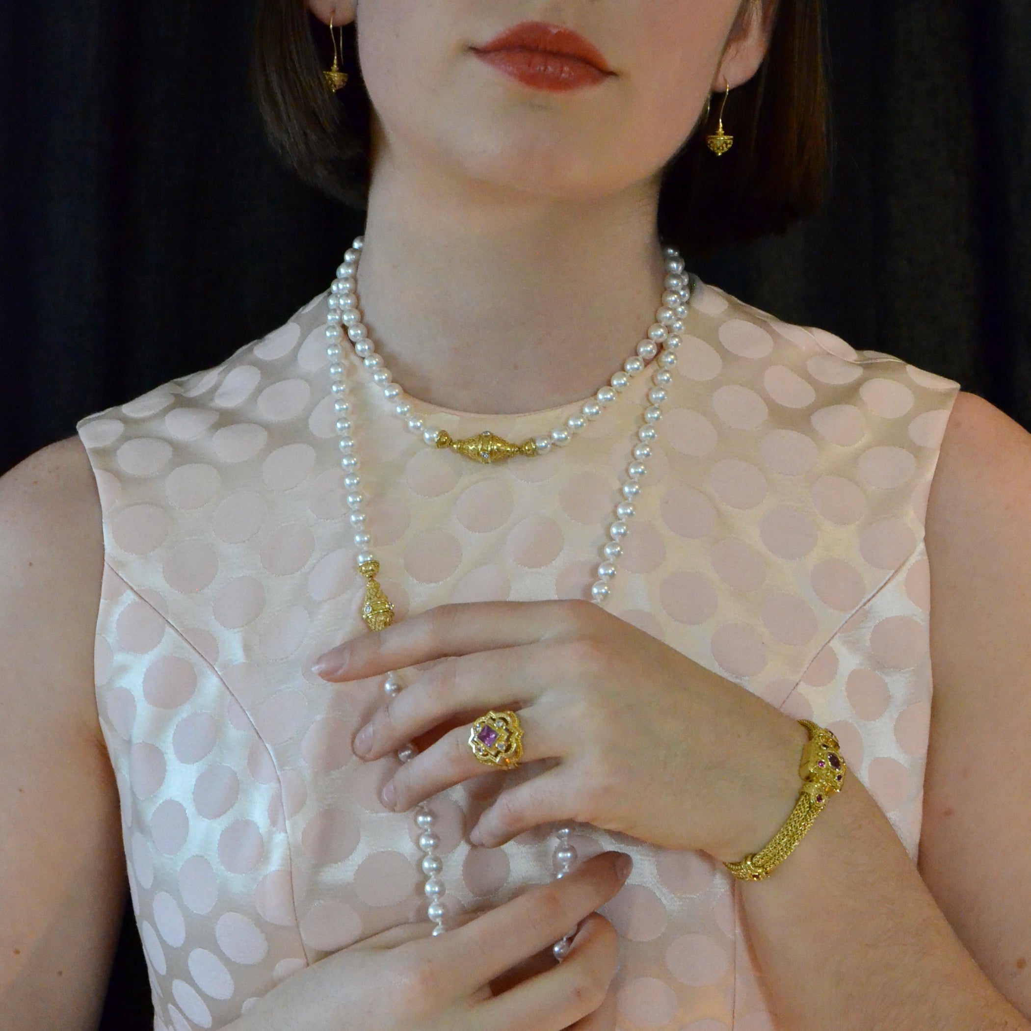 Akoya Pearl Necklace with Diamond clasp