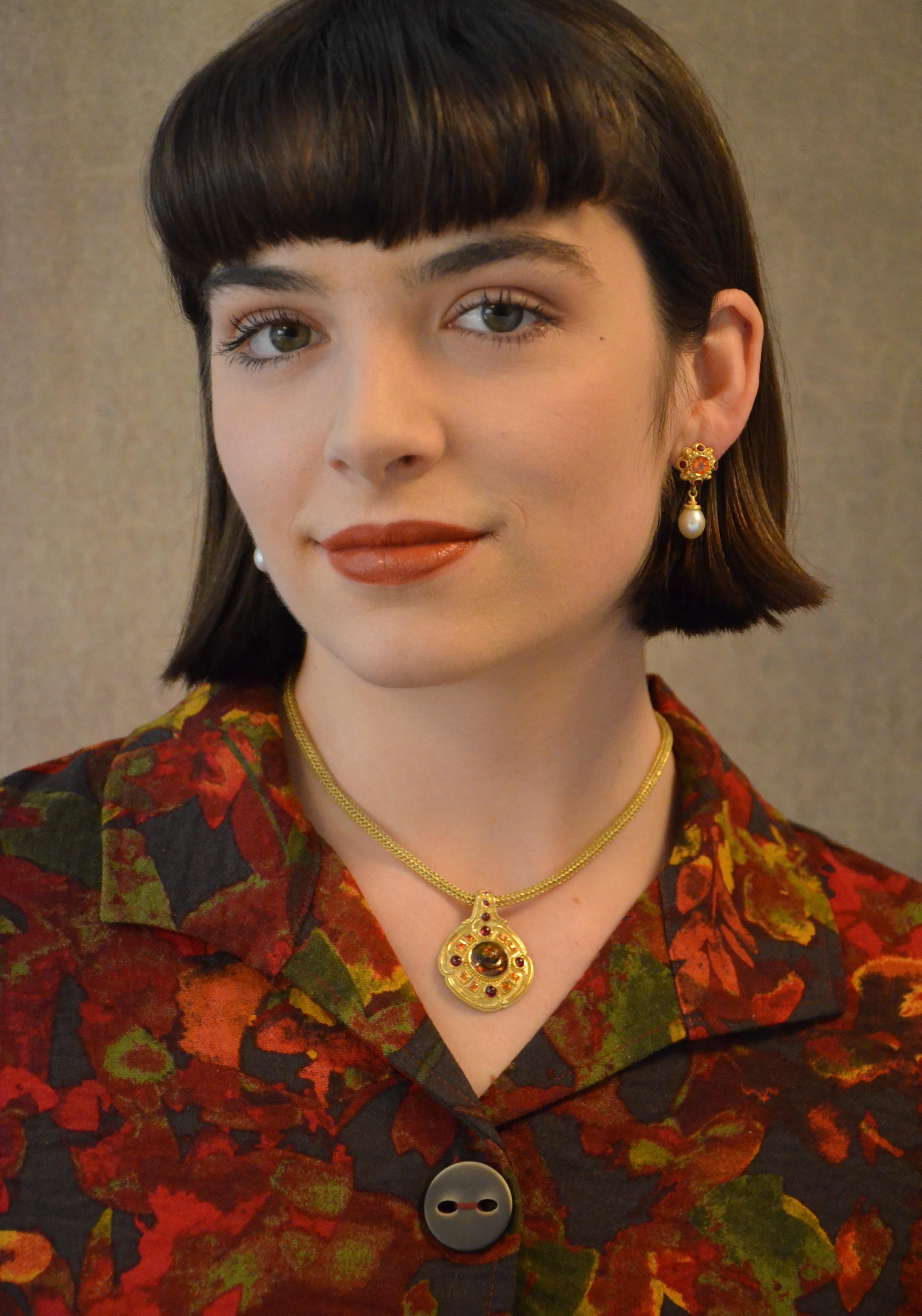 Fire Spiral Necklace Enhancer with Agate, Ruby and Garnet