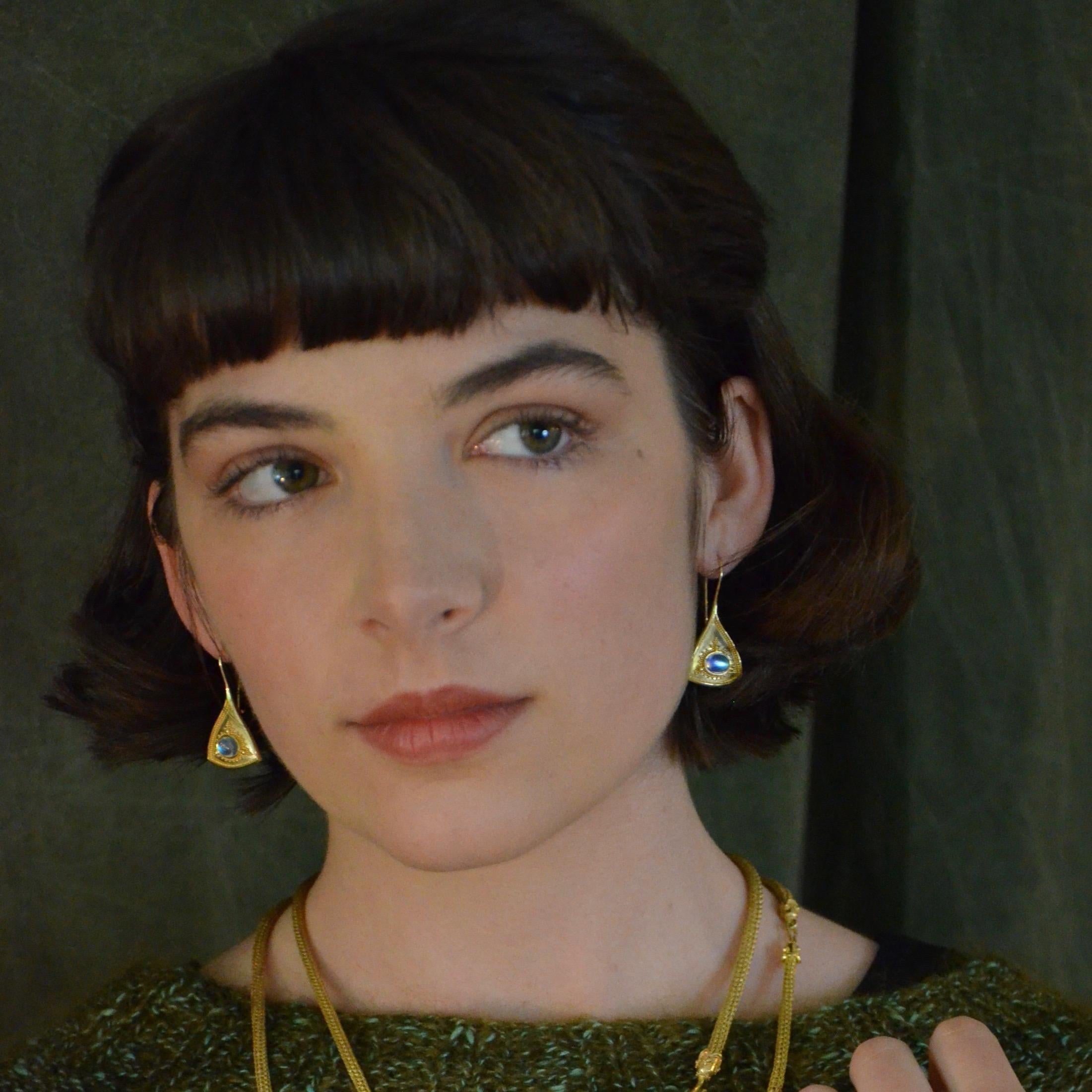 Moonstone Drop Earrings with Gold