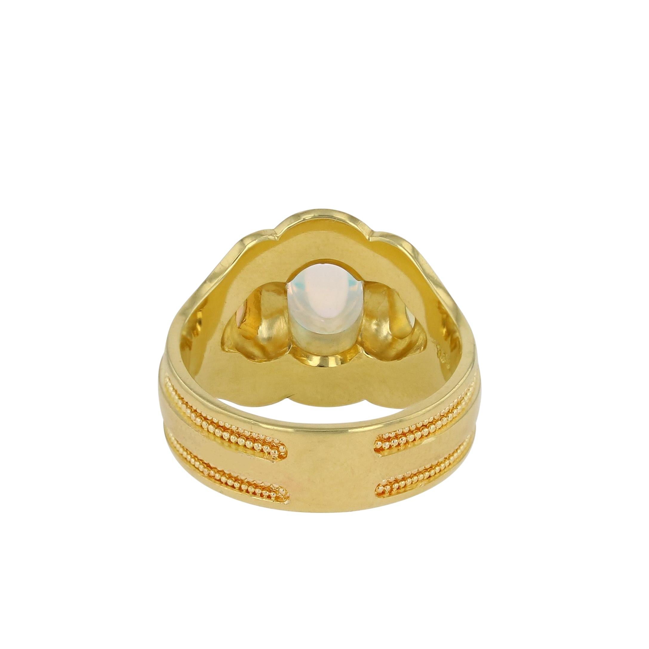Cocktail Ring with Moonstone, Opals
