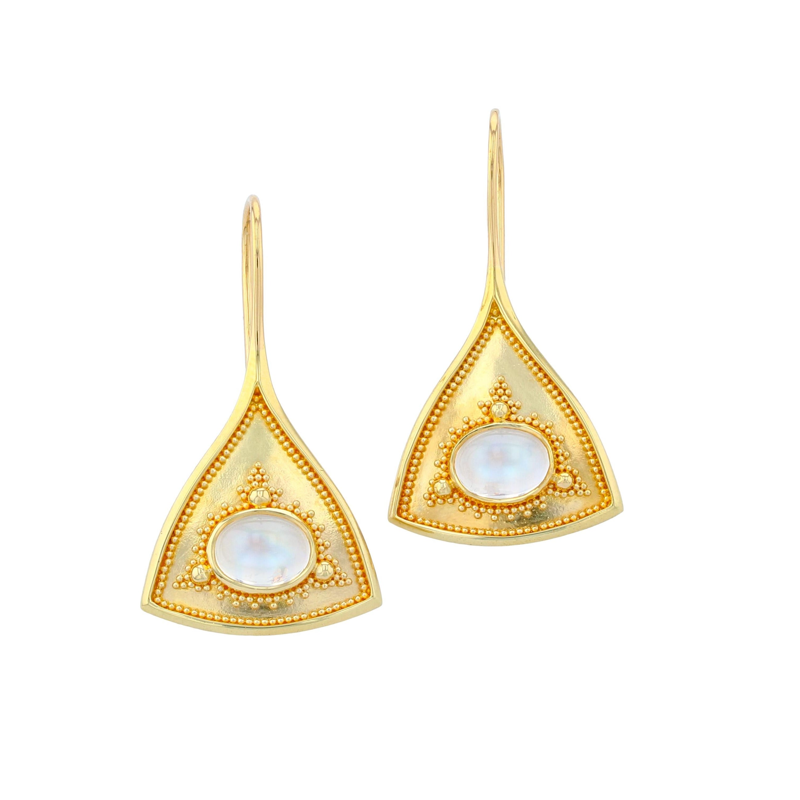 Moonstone Drop Earrings with Gold