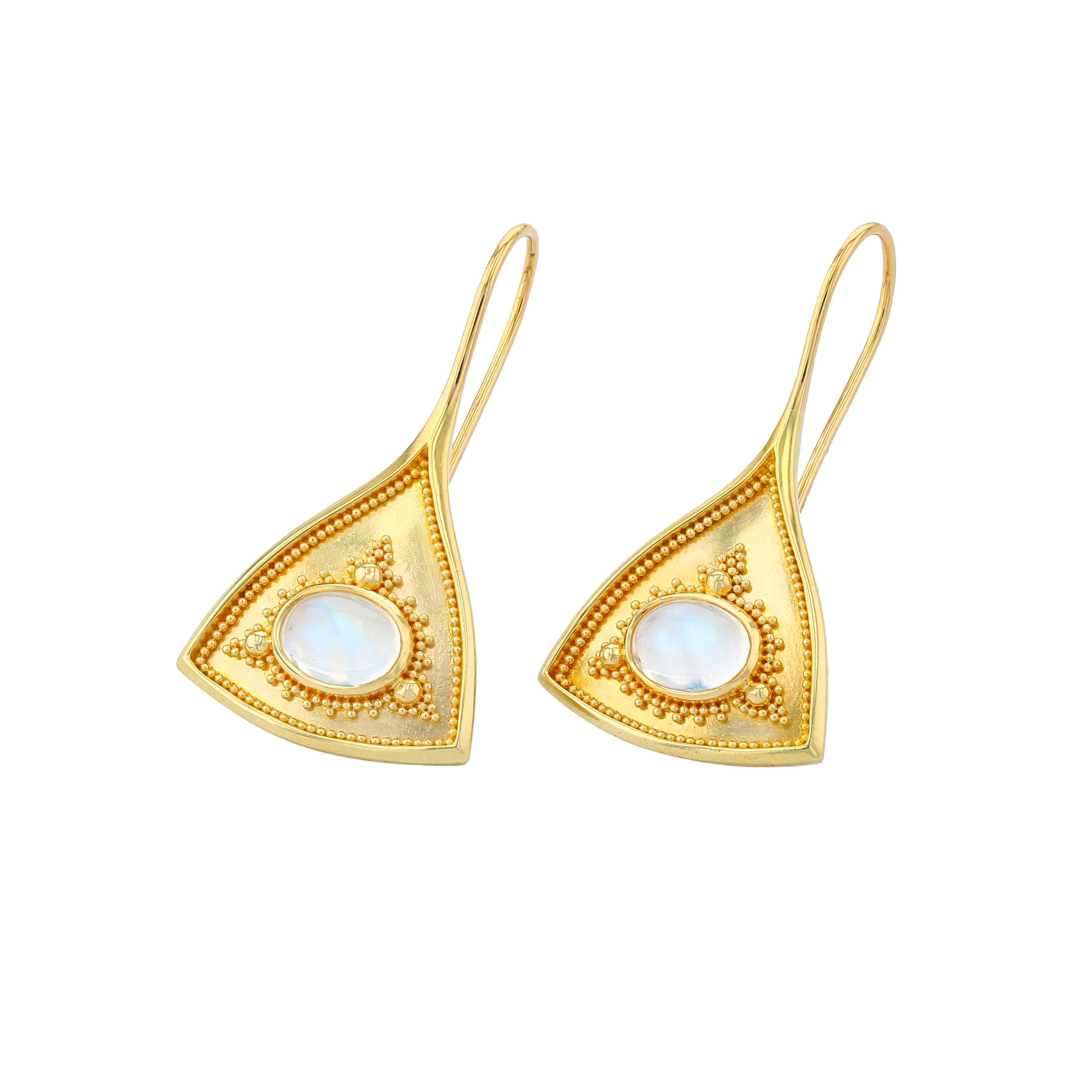 Moonstone Drop Earrings with Gold