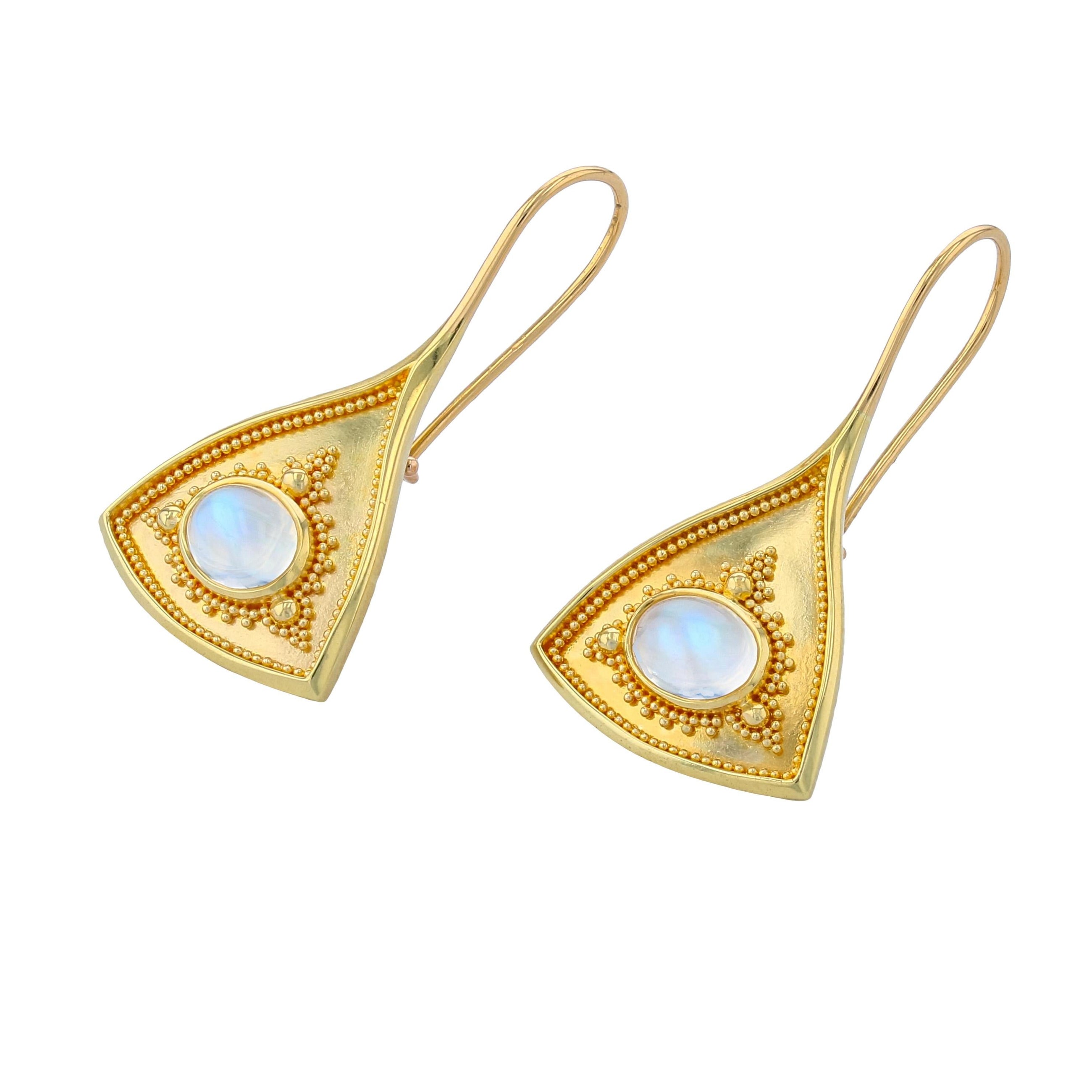 Moonstone Drop Earrings with Gold
