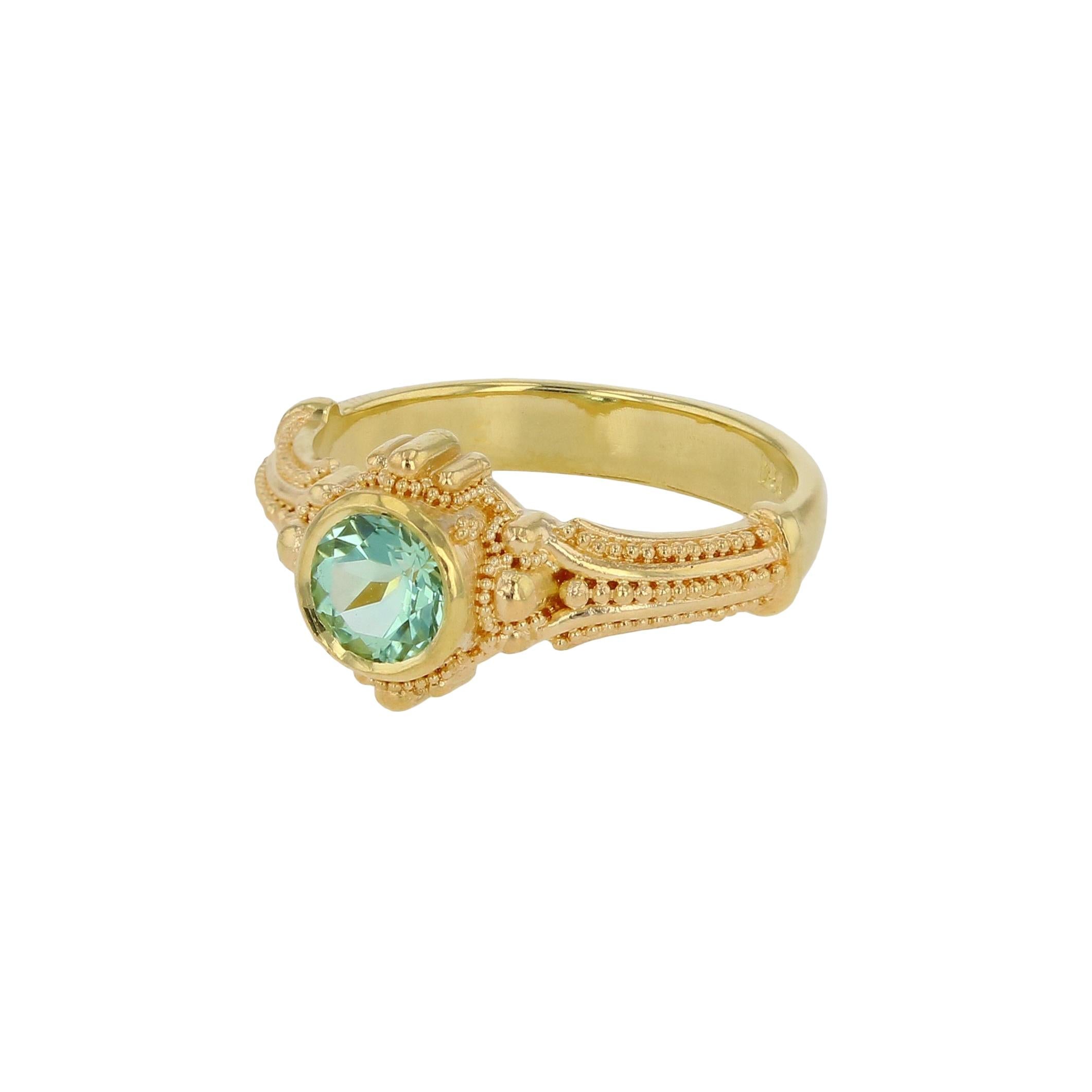 Solitare Ring with Seafoam Tourmaline