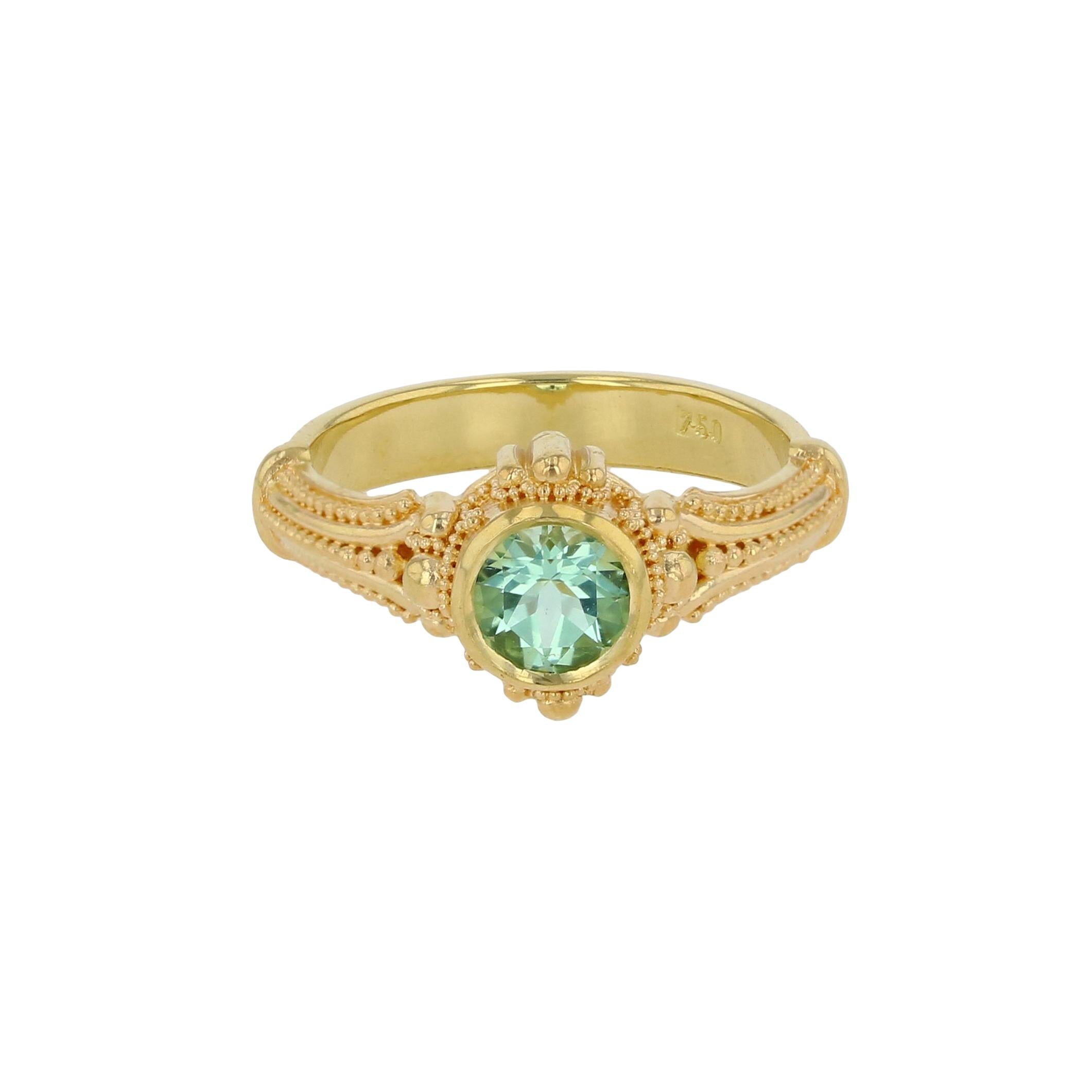 Solitare Ring with Seafoam Tourmaline