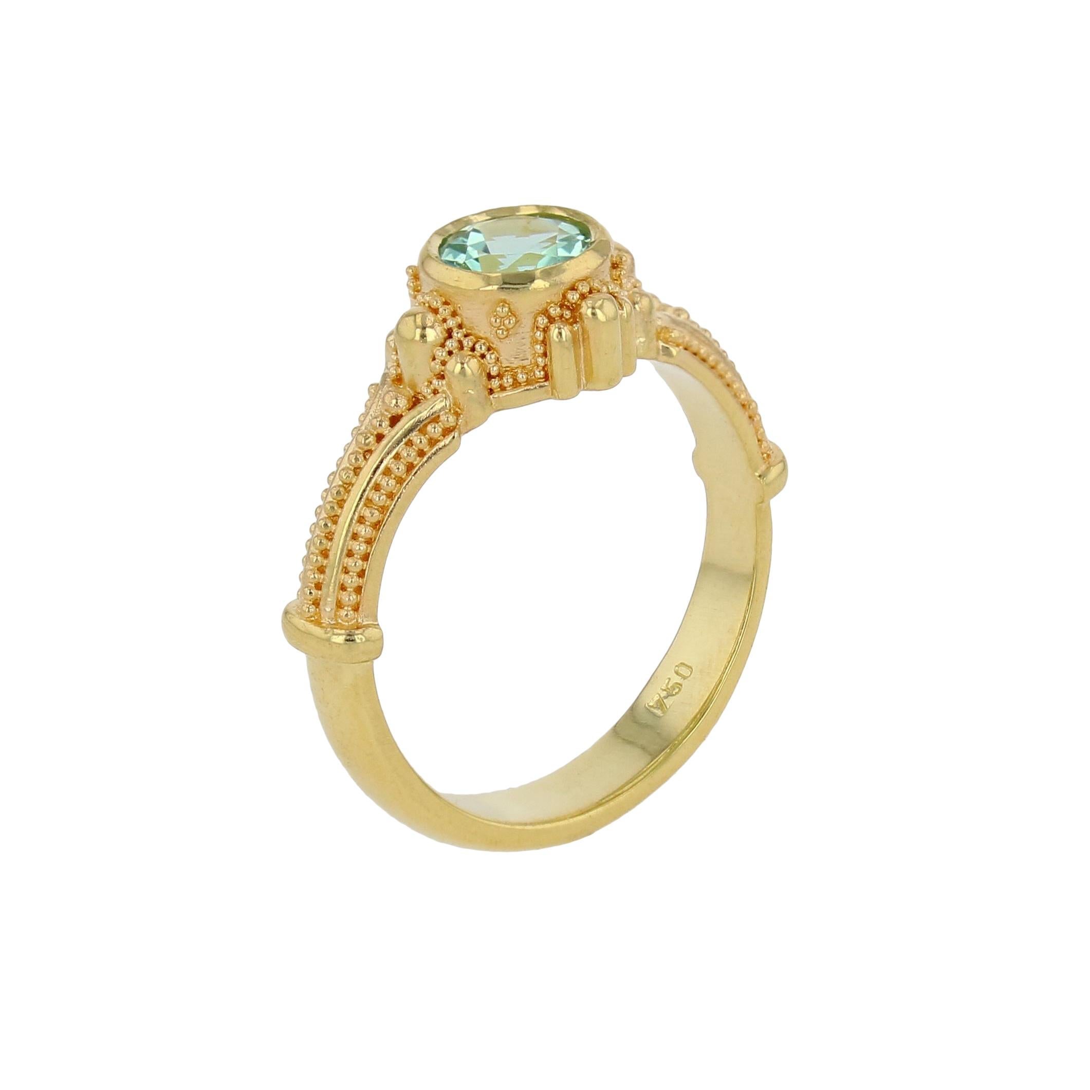 Solitare Ring with Seafoam Tourmaline