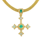 Cross Pendant with Emerald, Diamond and Opals