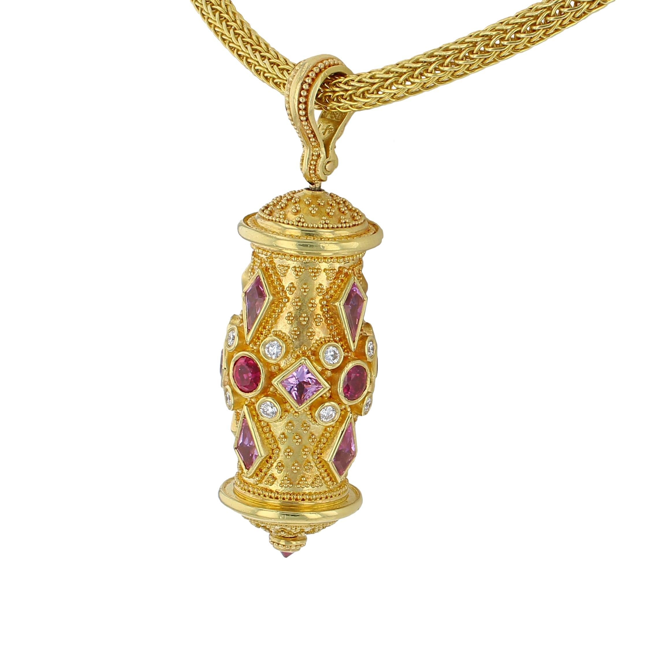 Prayer Wheel Pendant Enhancer Ruby Sapphire Diamond