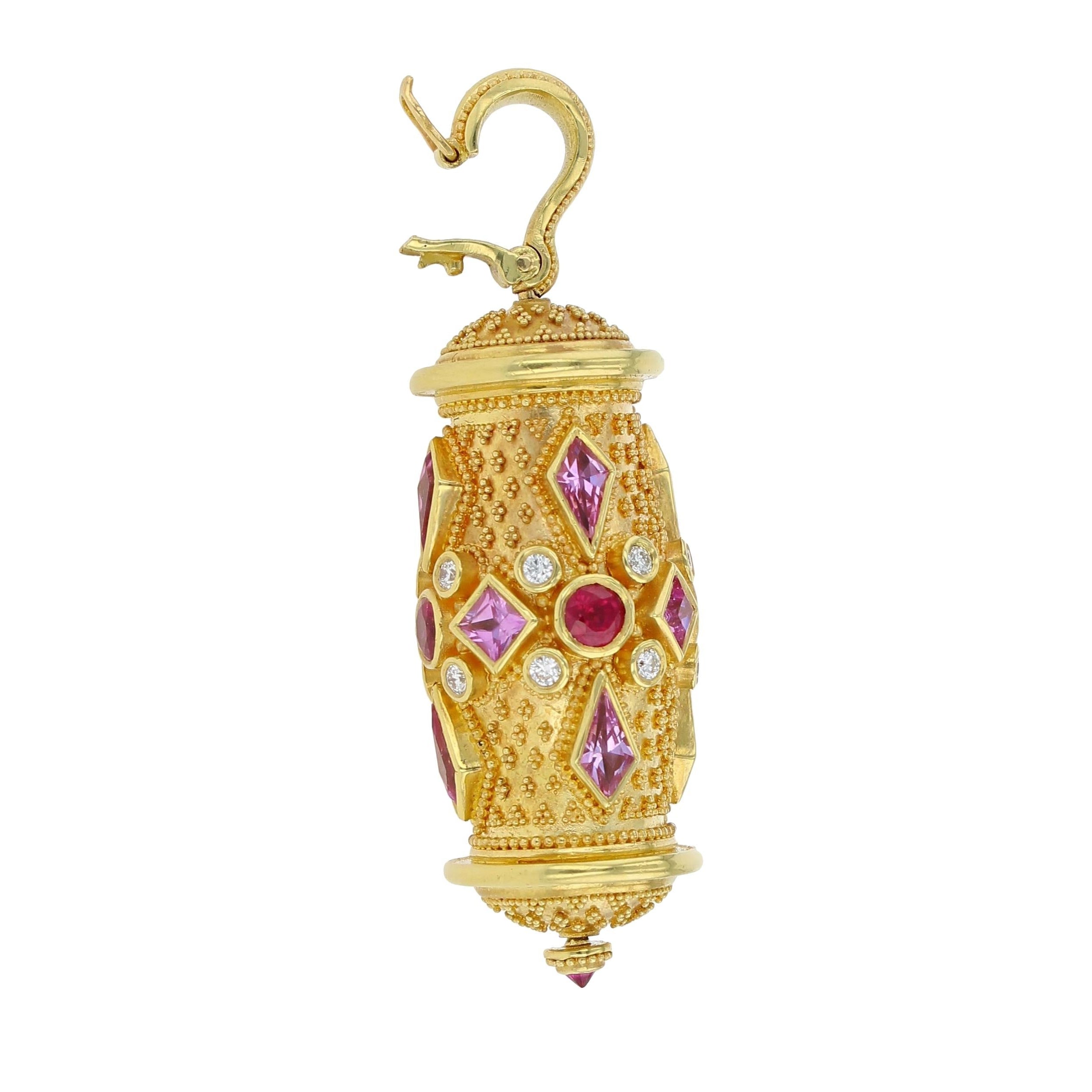 Prayer Wheel Pendant Enhancer Ruby Sapphire Diamond