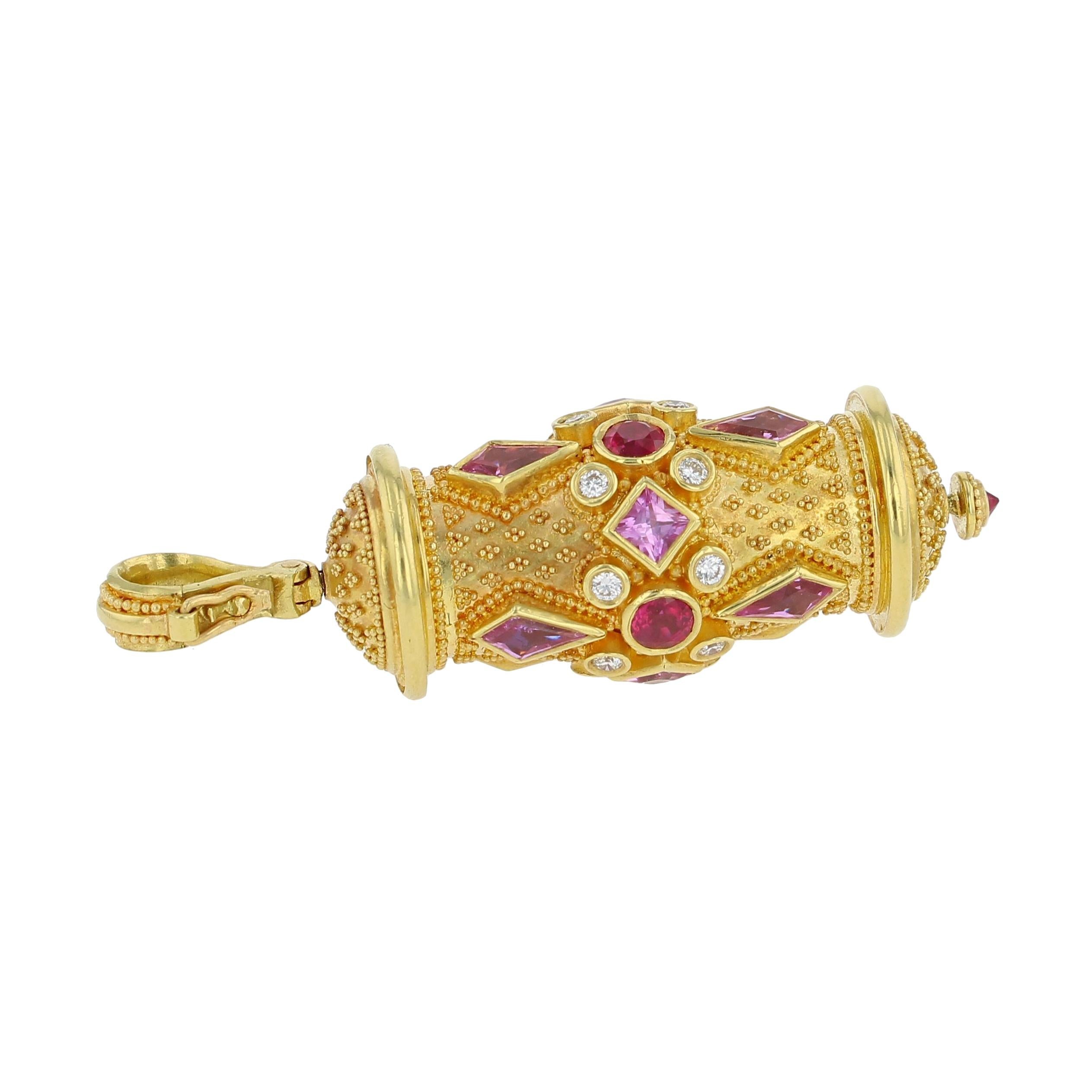 Prayer Wheel Pendant Enhancer Ruby Sapphire Diamond