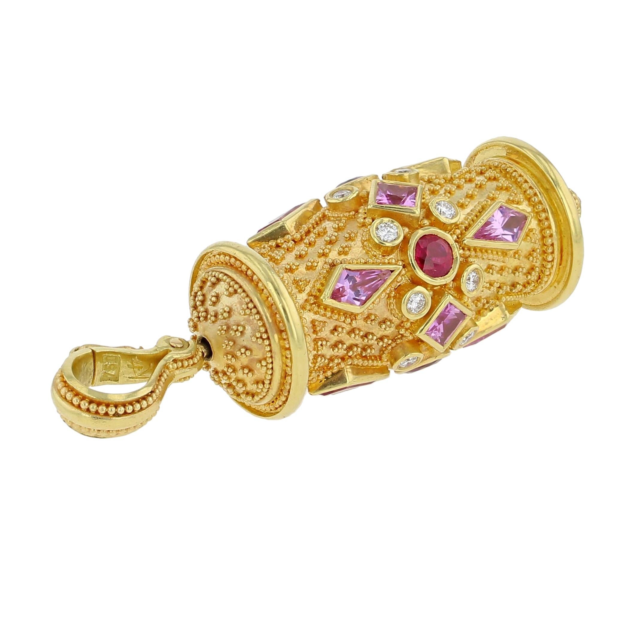 Prayer Wheel Pendant Enhancer Ruby Sapphire Diamond