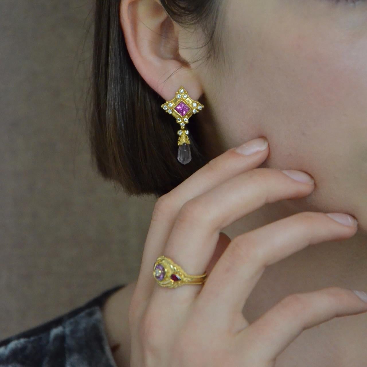 Bespoke Pink Sapphire, Ruby and Diamond Cocktail Ring