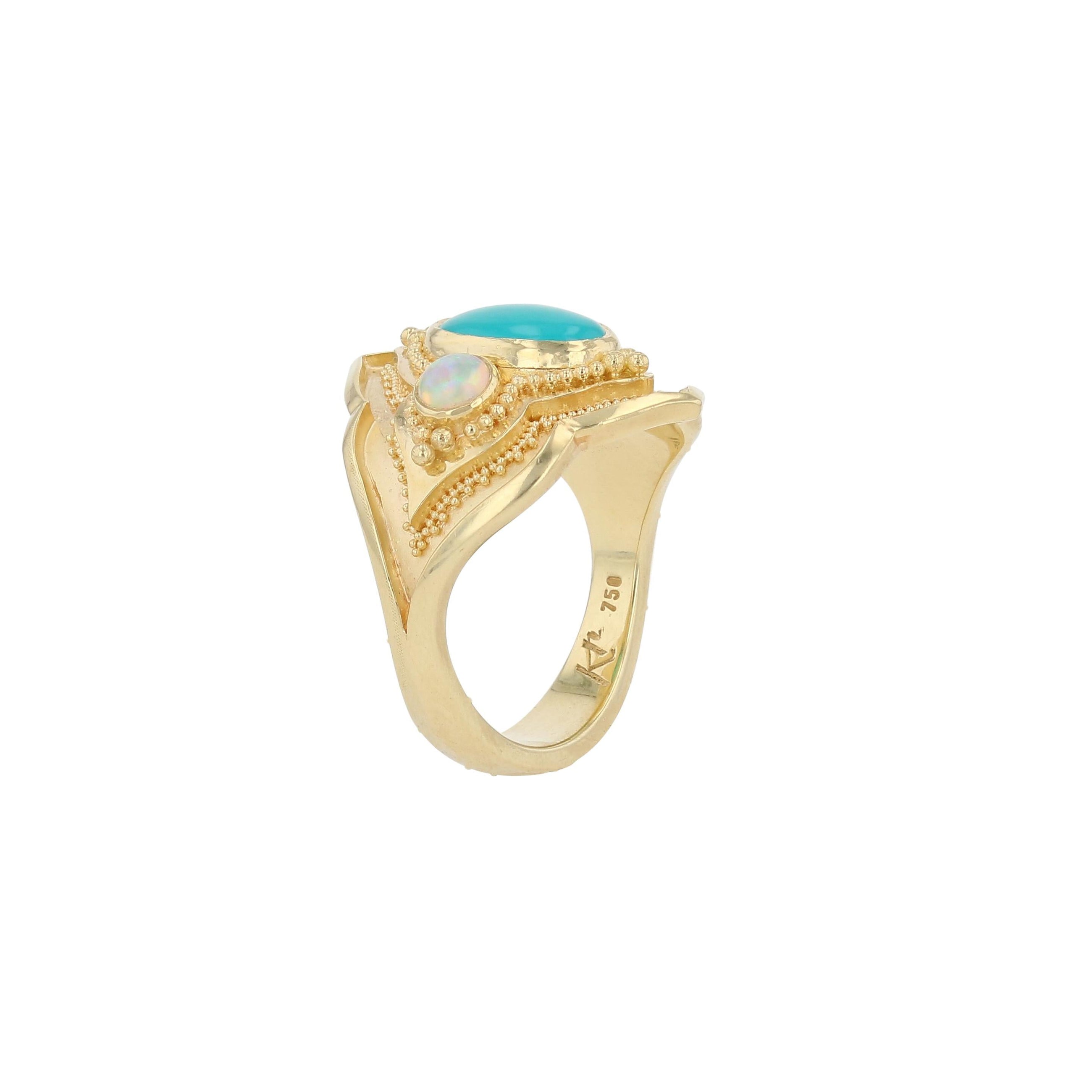 Chrysocolla and Opal Cocktail Ring