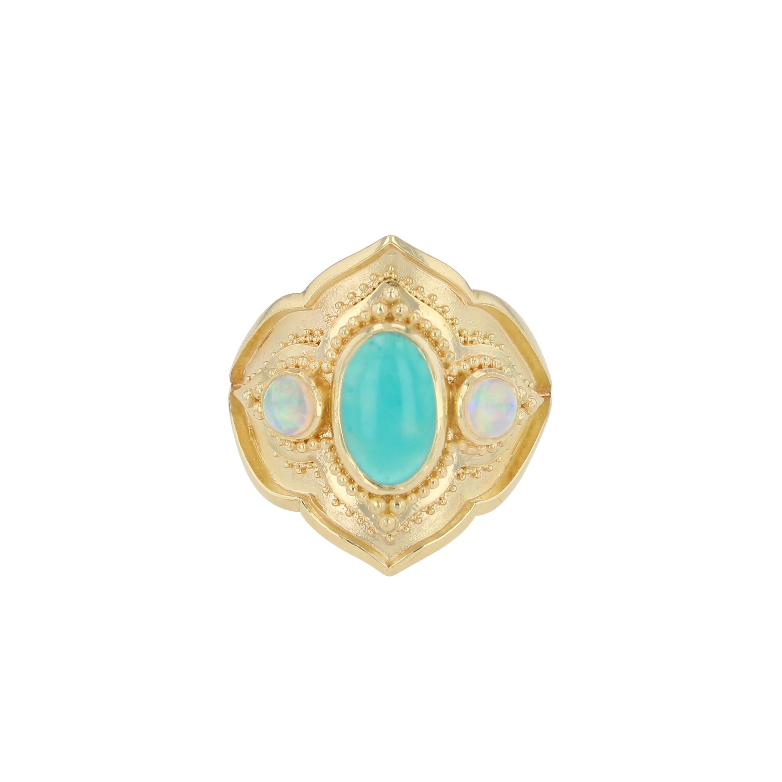 Chrysocolla and Opal Cocktail Ring