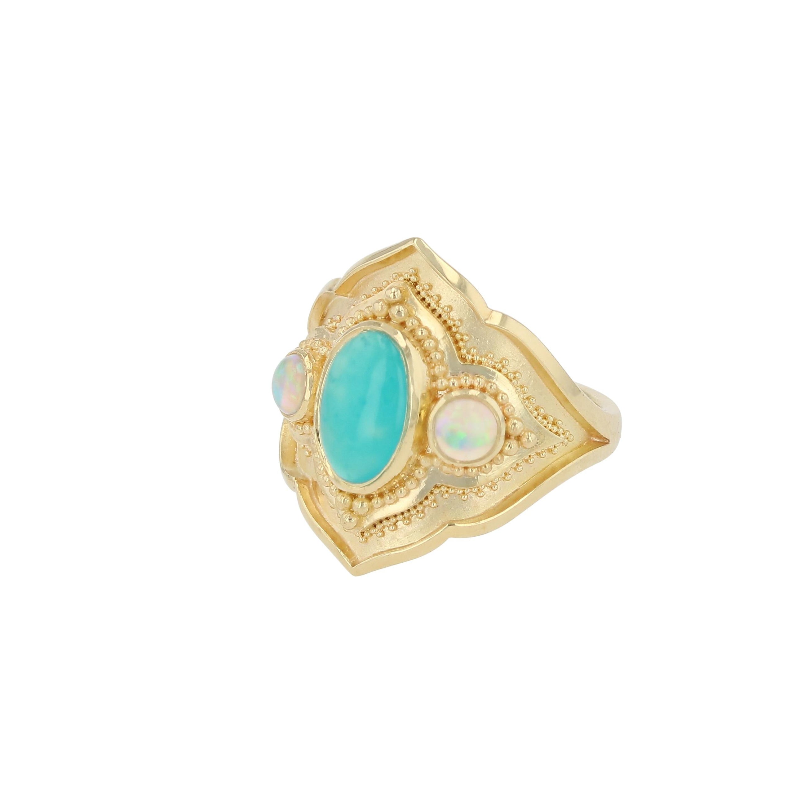 Chrysocolla and Opal Cocktail Ring