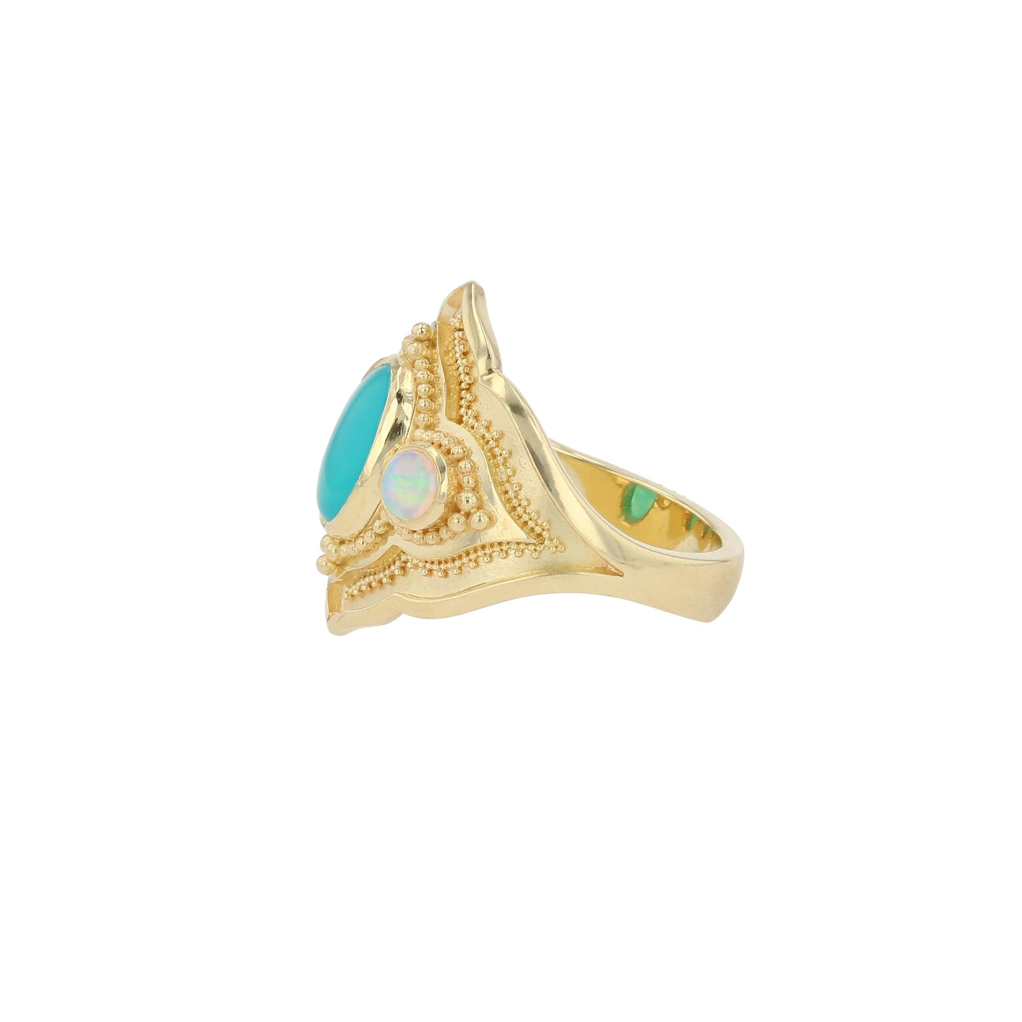 Chrysocolla and Opal Cocktail Ring