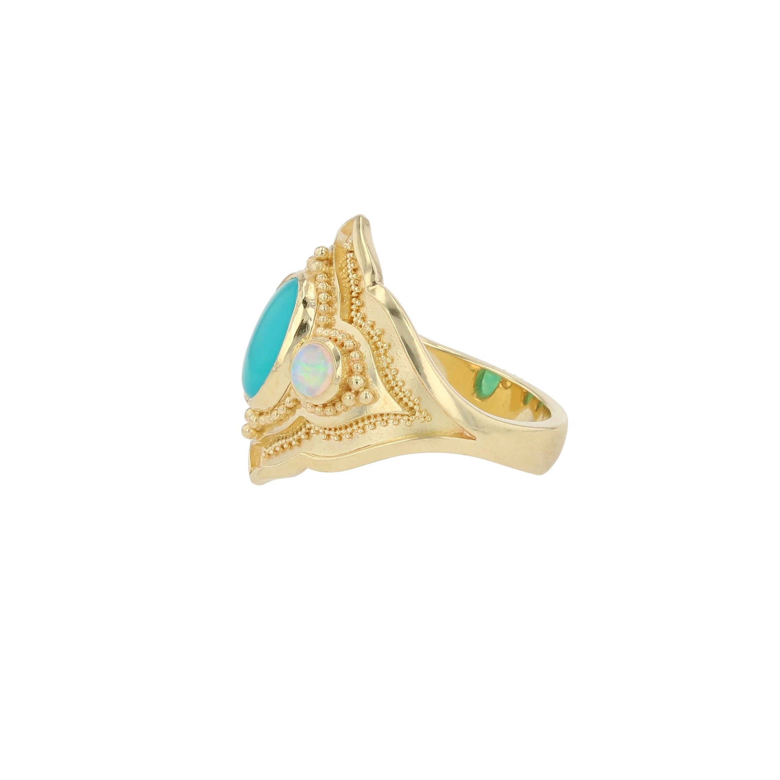 Chrysocolla and Opal Cocktail Ring