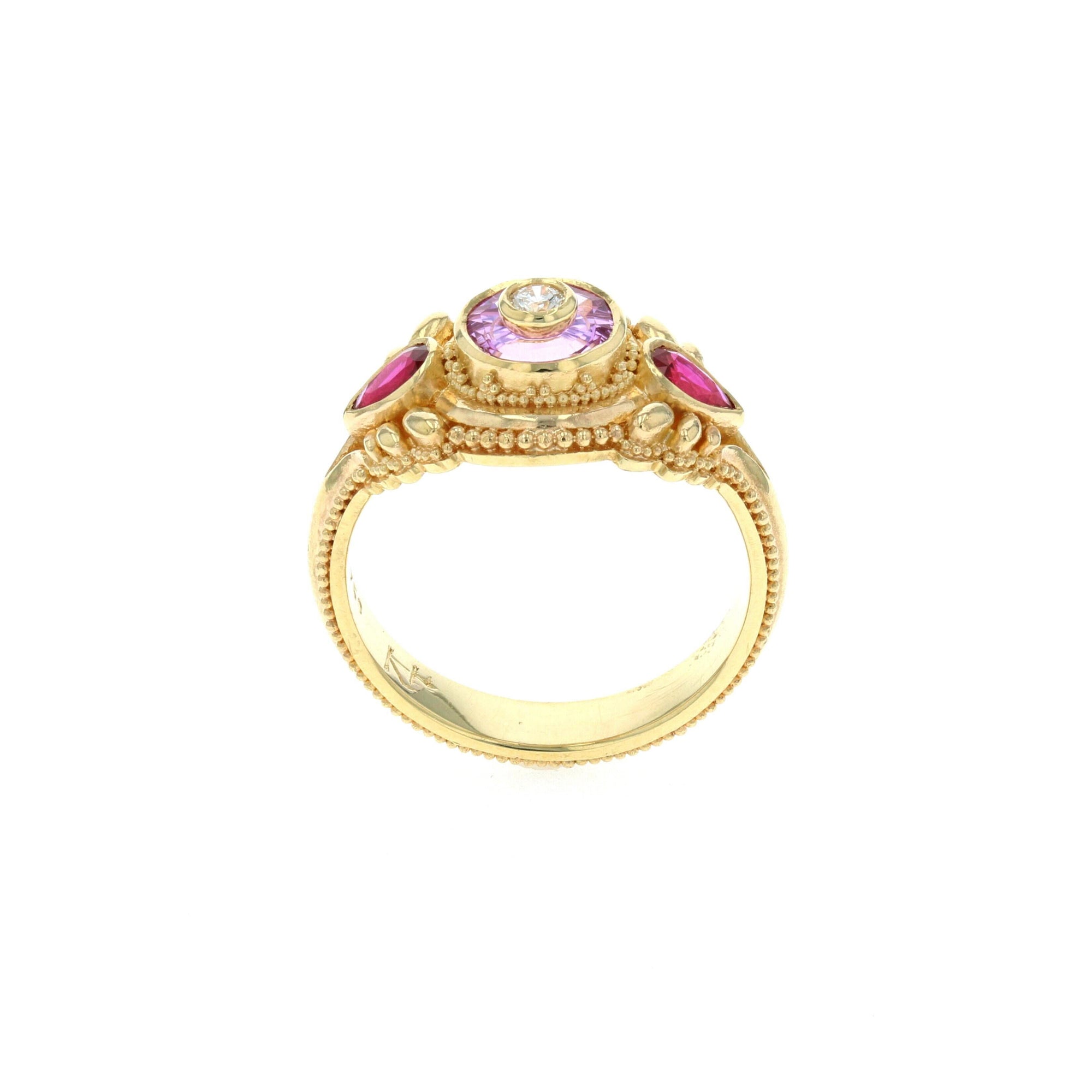 Bespoke Pink Sapphire, Ruby and Diamond Cocktail Ring