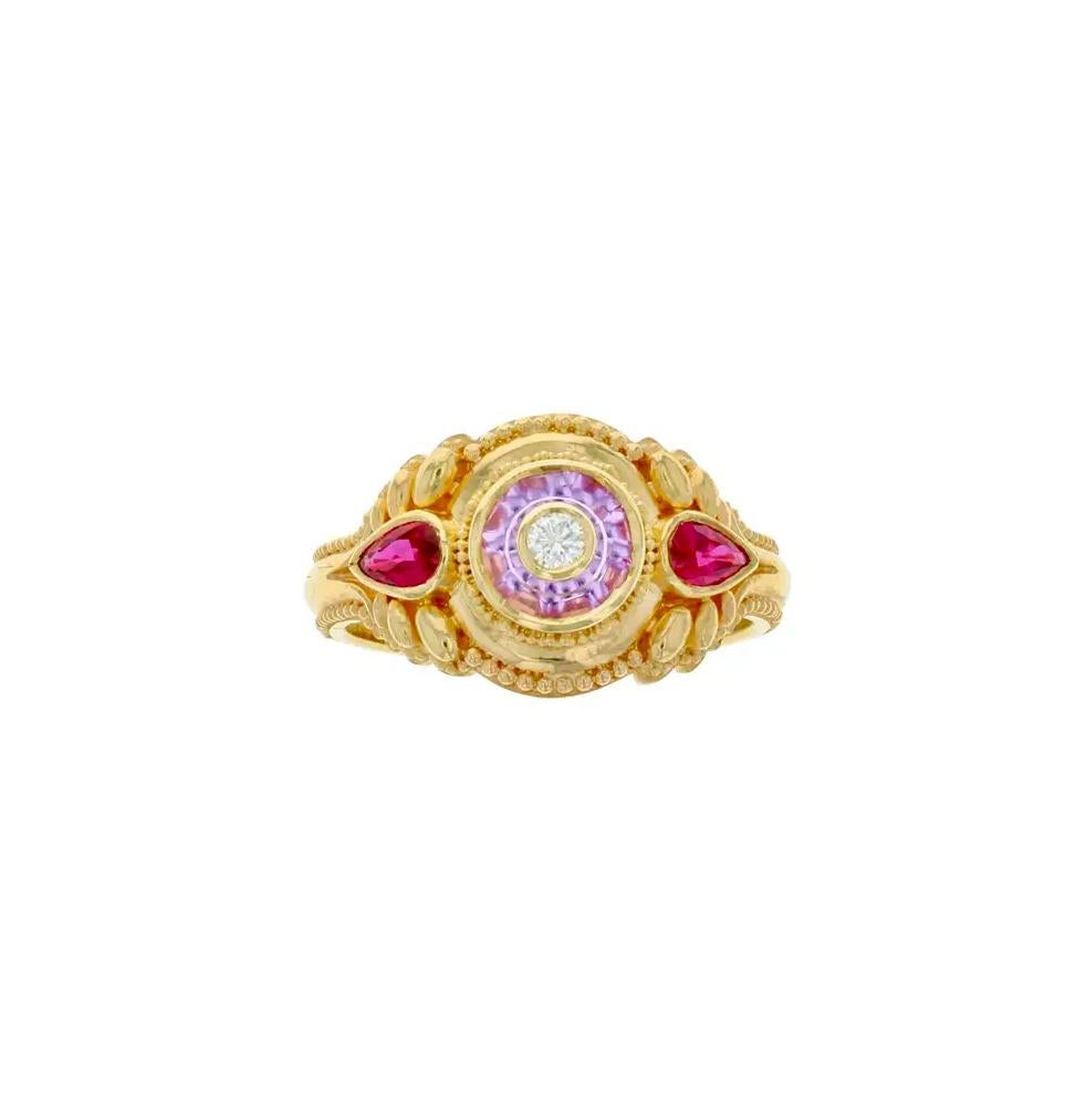 Bespoke Pink Sapphire, Ruby and Diamond Cocktail Ring