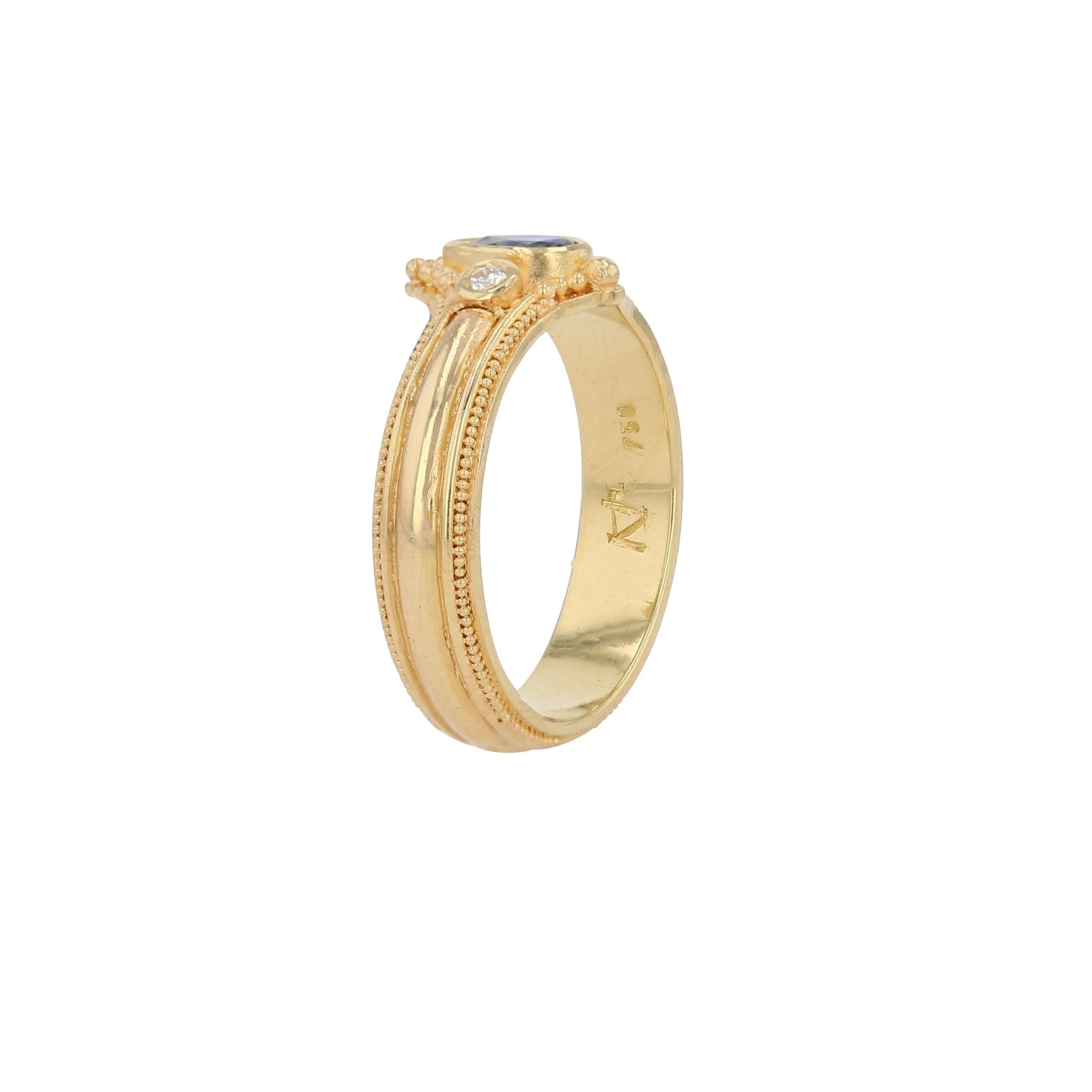 Pear cut Ceylon Sapphire with Diamond accents