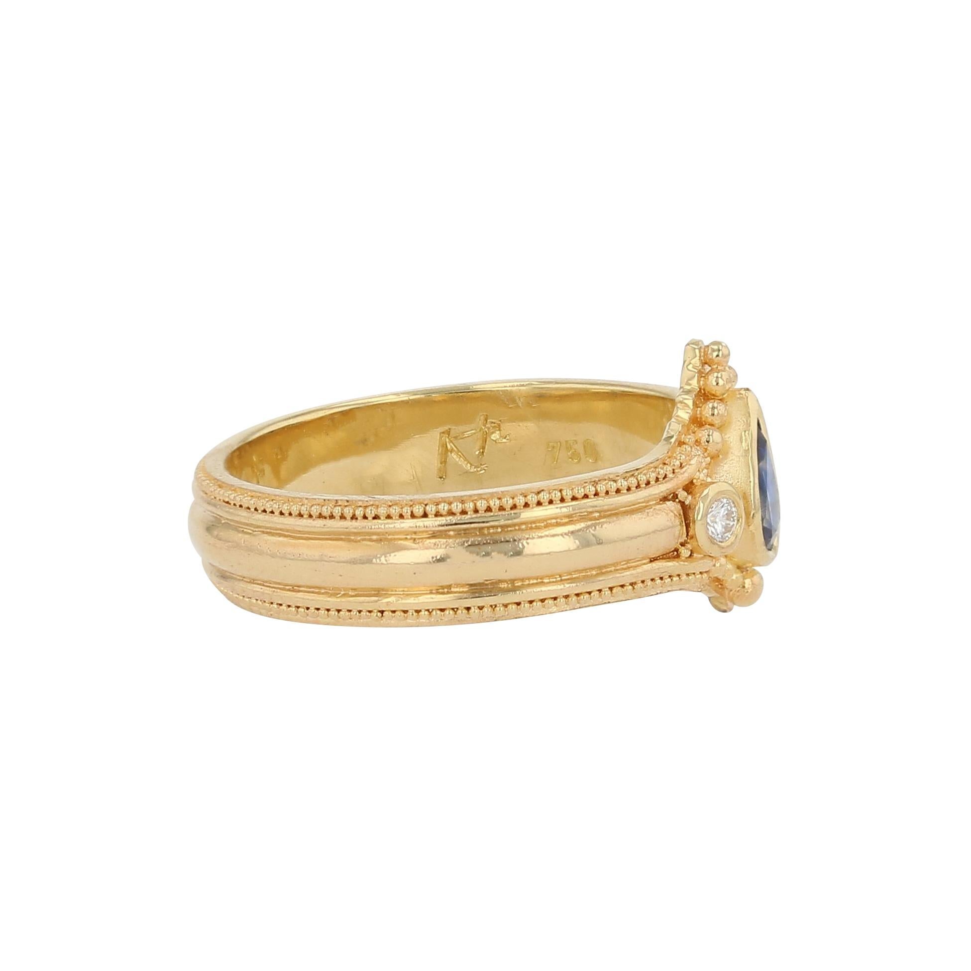 Pear cut Ceylon Sapphire with Diamond accents