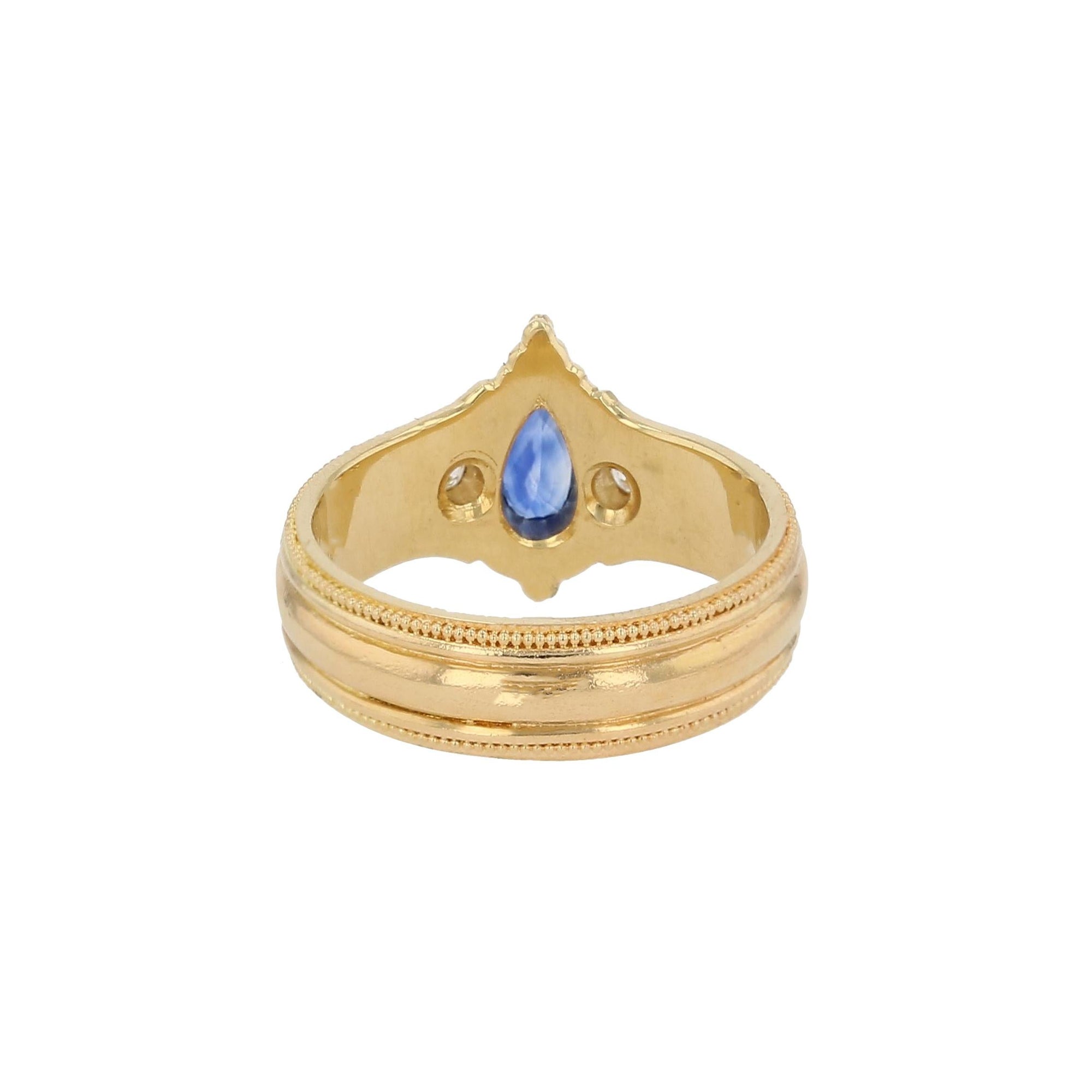 Pear cut Ceylon Sapphire with Diamond accents