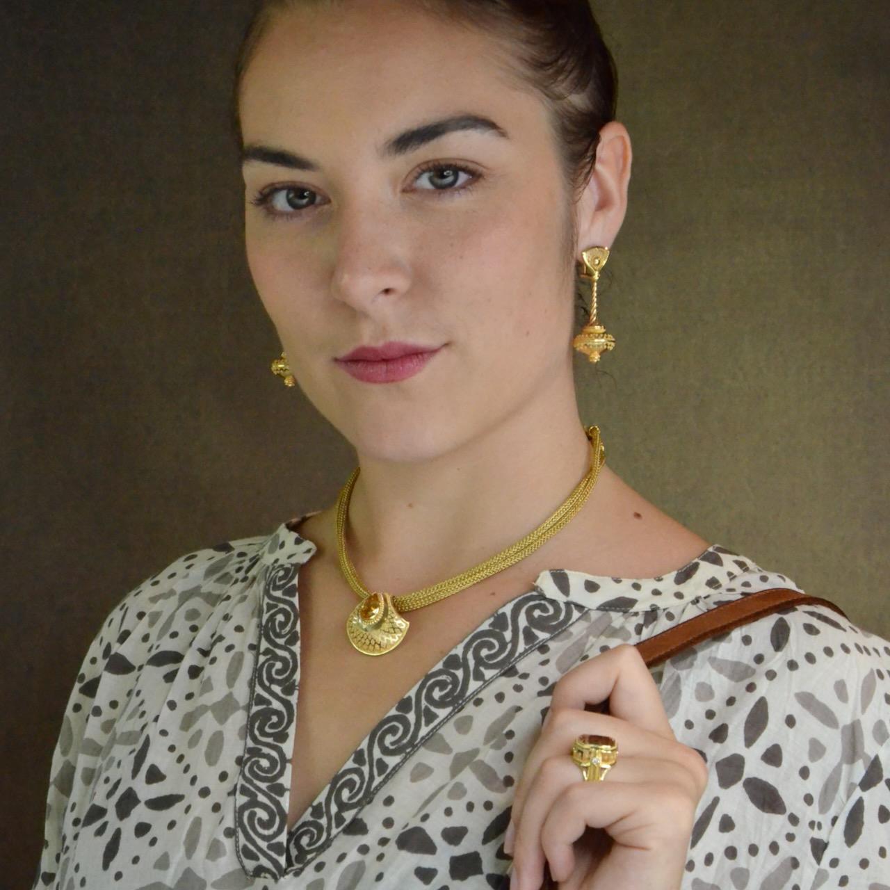 Golden Sapphire Shell Pendant