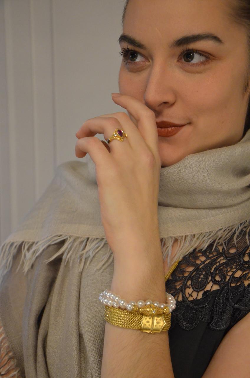 Pink Sapphire Woven Chain Bracelet
