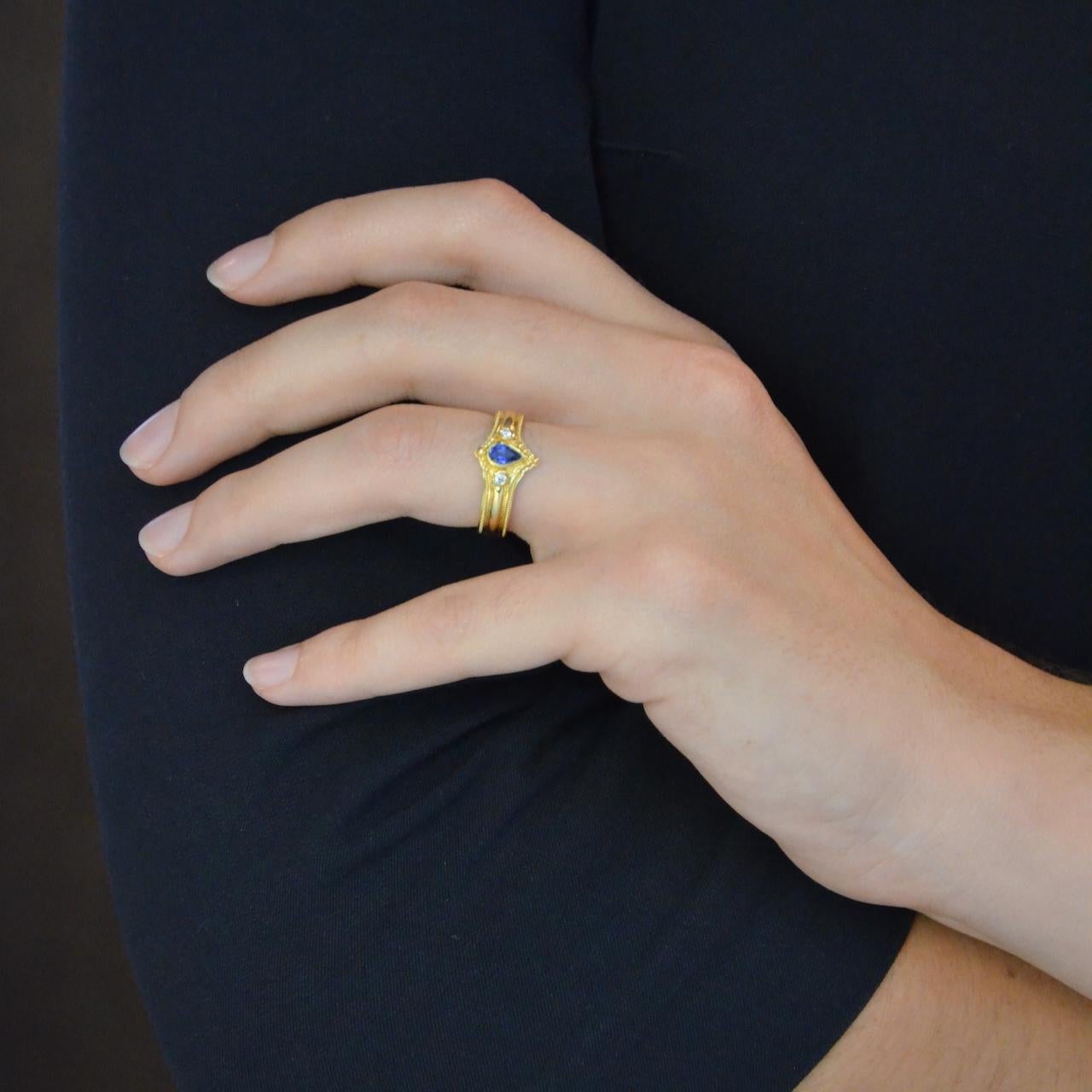 Pear cut Ceylon Sapphire with Diamond accents