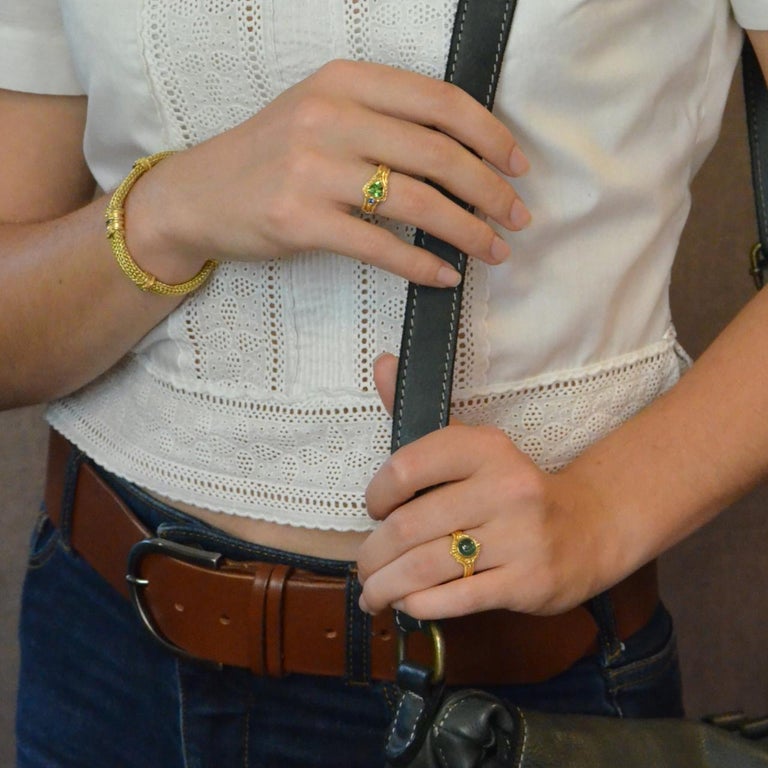 Round Seafoam Tourmaline Cabochon Ring
