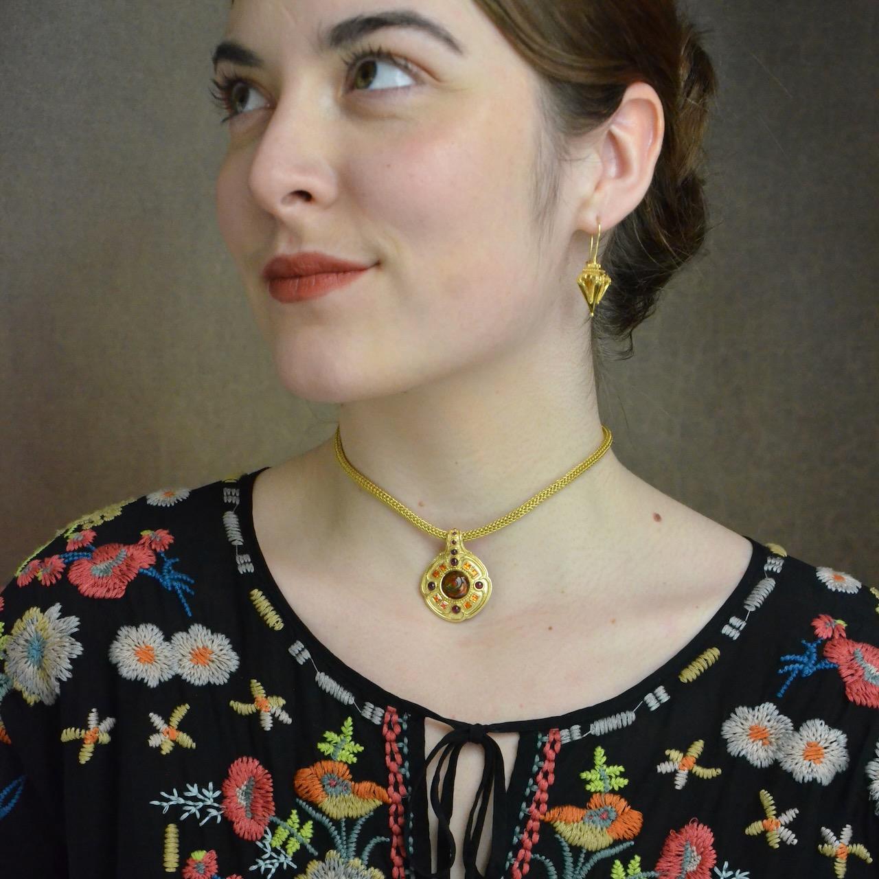 Fire Spiral Necklace Enhancer with Agate, Ruby and Garnet