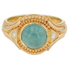 Round Seafoam Tourmaline Cabochon Ring with Diamond accents
