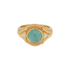 Round Seafoam Tourmaline Cabochon Ring with Diamond accents