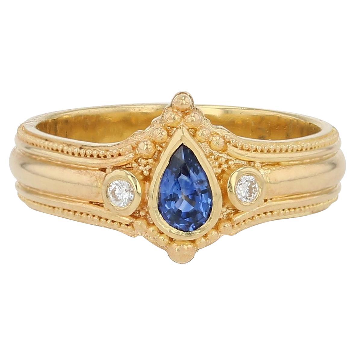 Pear cut Ceylon Sapphire with Diamond accents