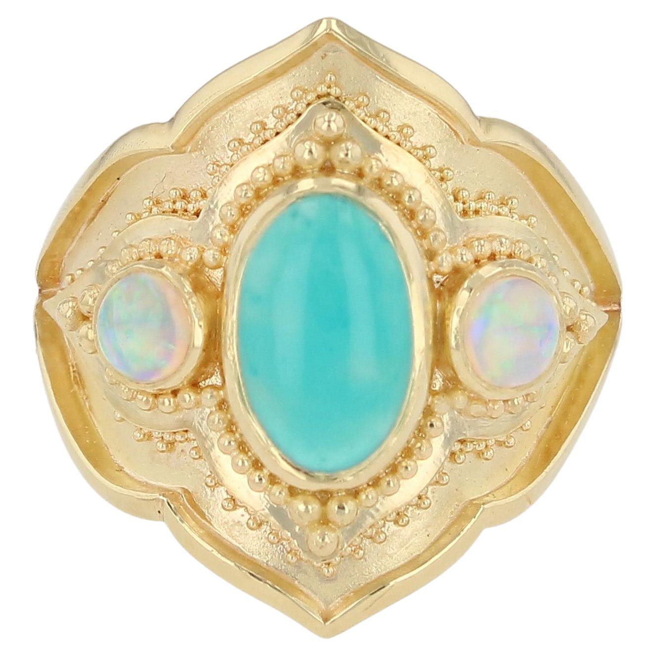 Chrysocolla and Opal Cocktail Ring