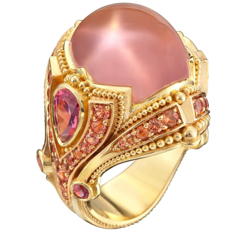 Wish Upon a Star Rose Quartz, Spinel and Sapphire Ring
