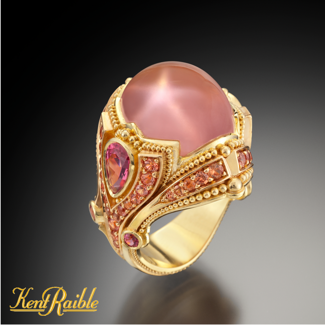 Wish Upon a Star Rose Quartz, Spinel and Sapphire Ring