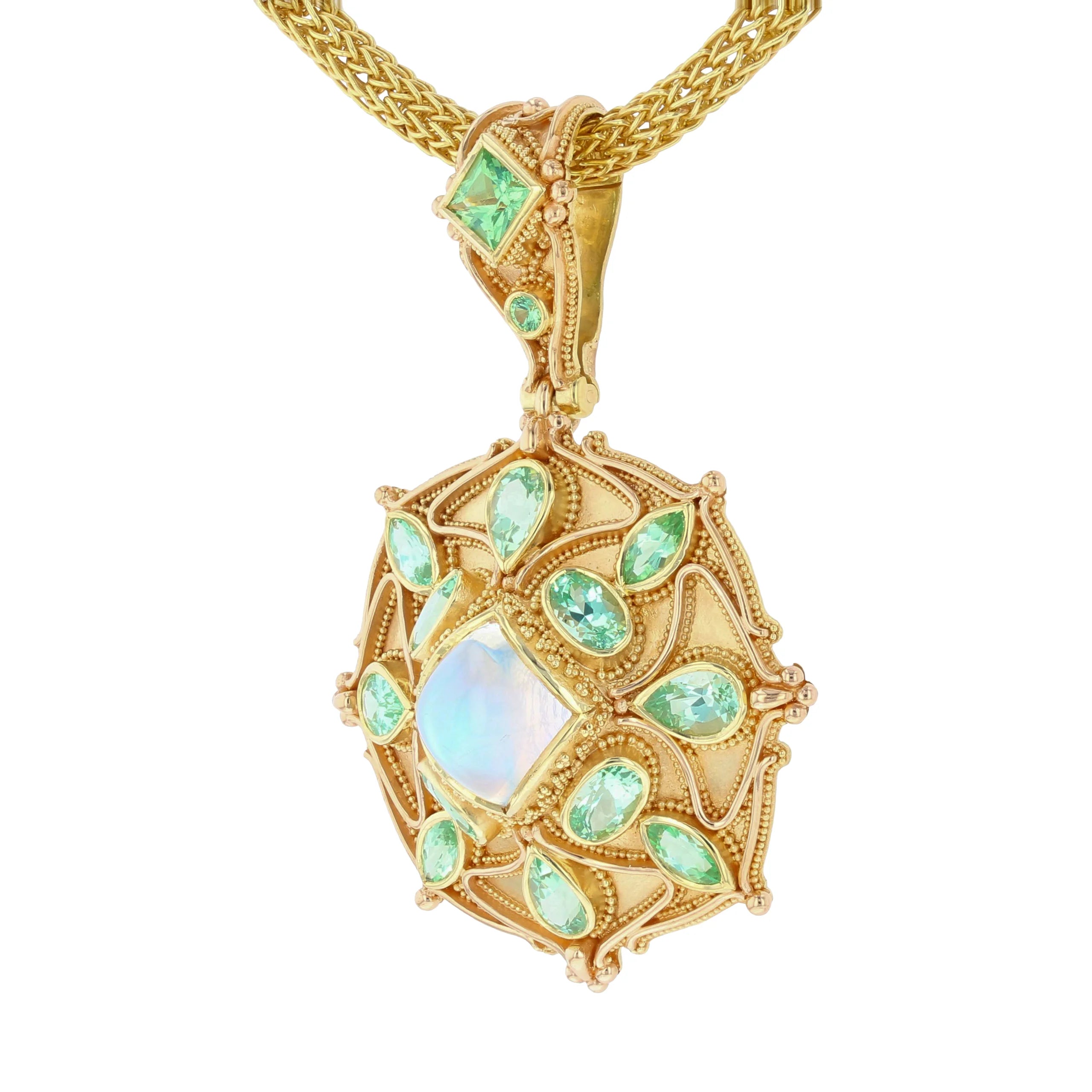 Rainbow Moonstone Mandala Pendant