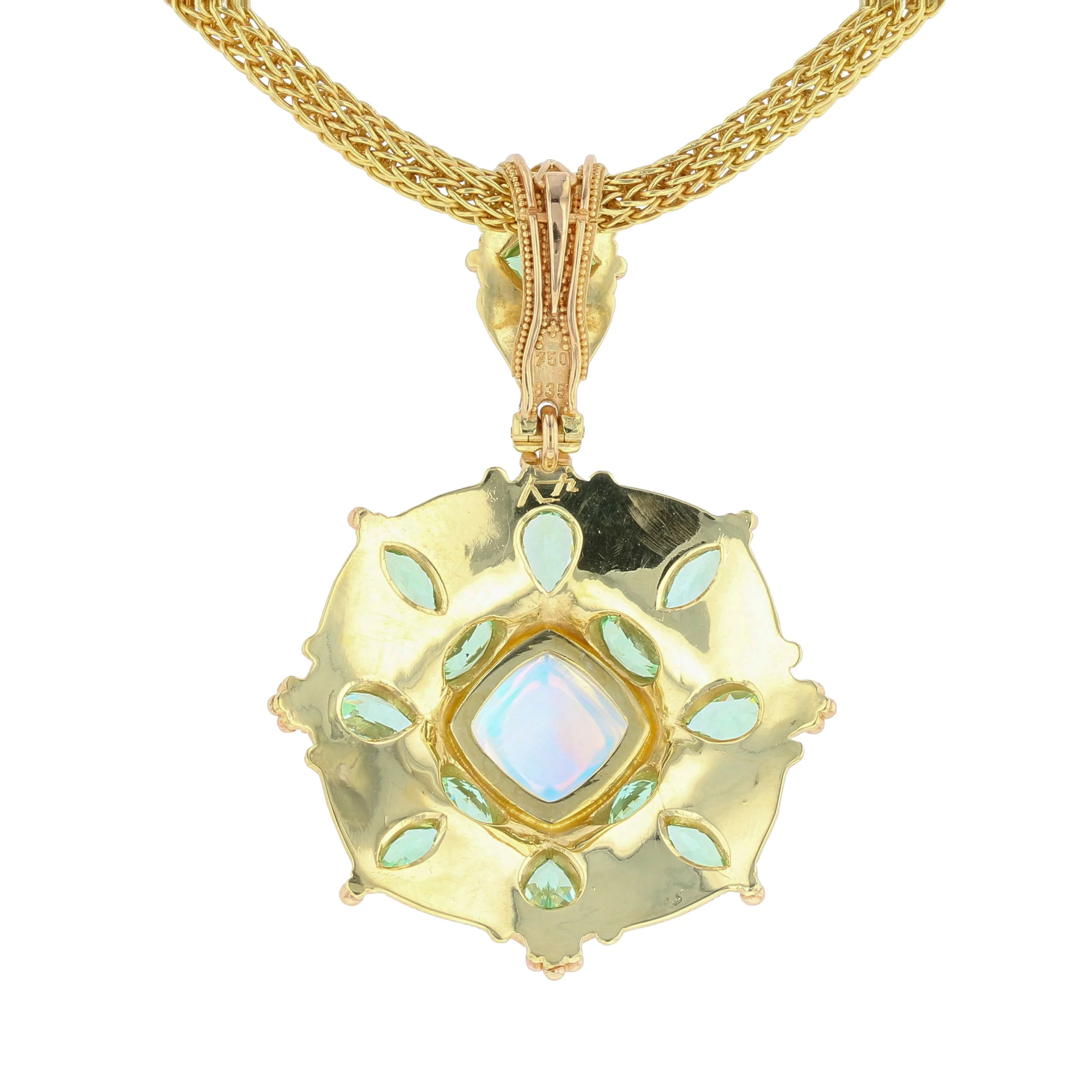 Rainbow Moonstone Mandala Pendant