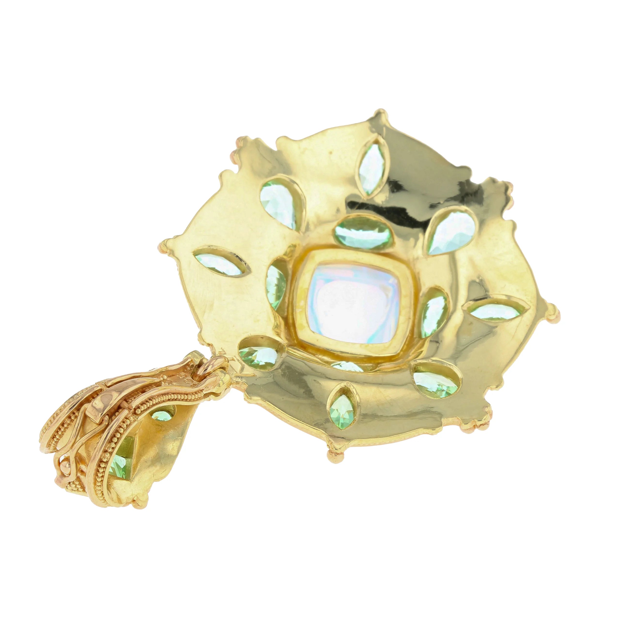 Rainbow Moonstone Mandala Pendant